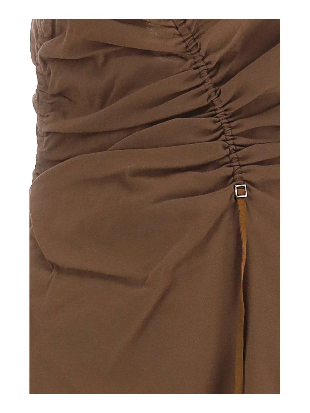 Jacquemus Gathered Long Lingerie Dress In Red