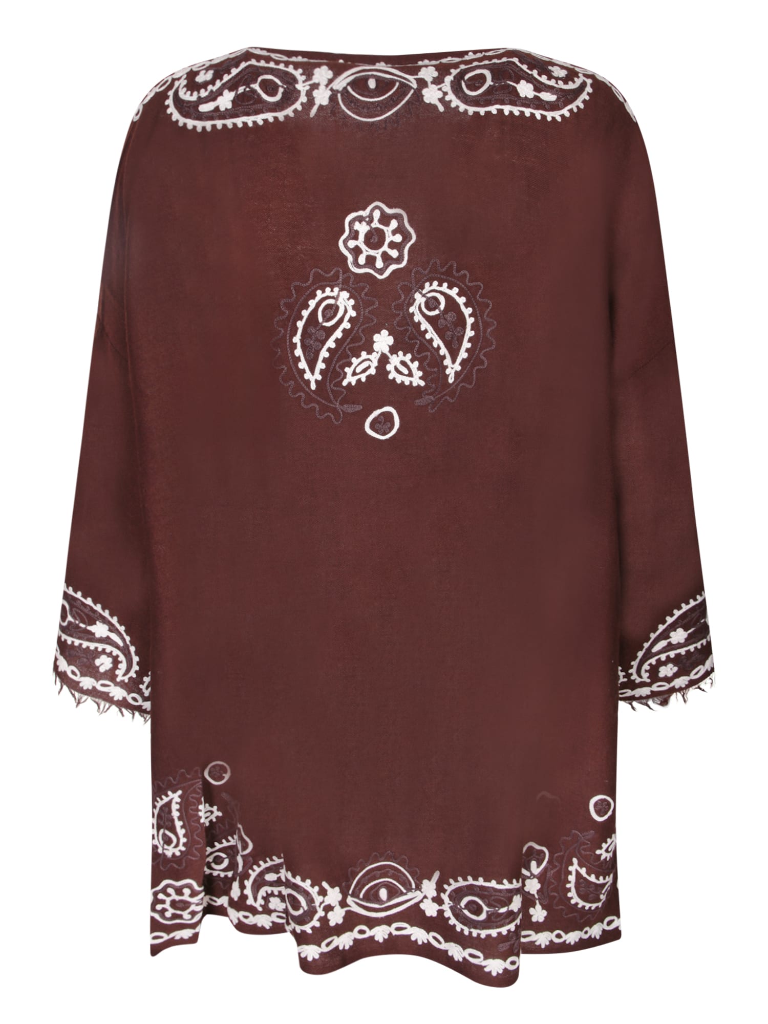 Shop P.a.r.o.s.h Brown Cashmere Embroidered Cardigan Parosh