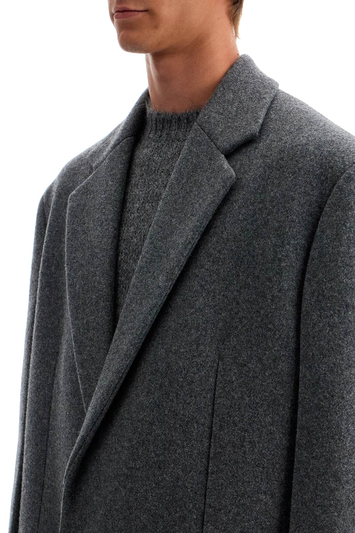 Shop Jil Sander Long Felted Wool Coat In Pebble (grey)