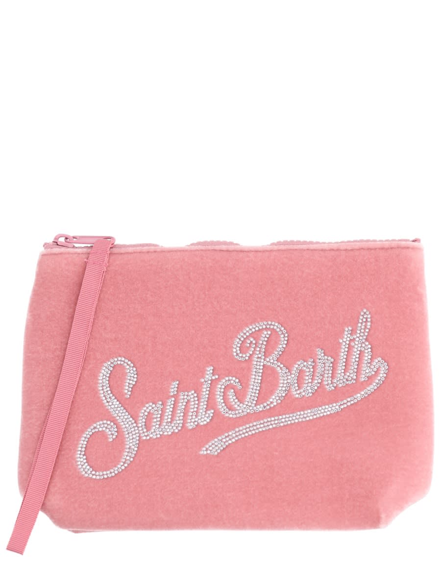 Mc2 Saint Barth Aline Velvet Clutch Bag In Pink