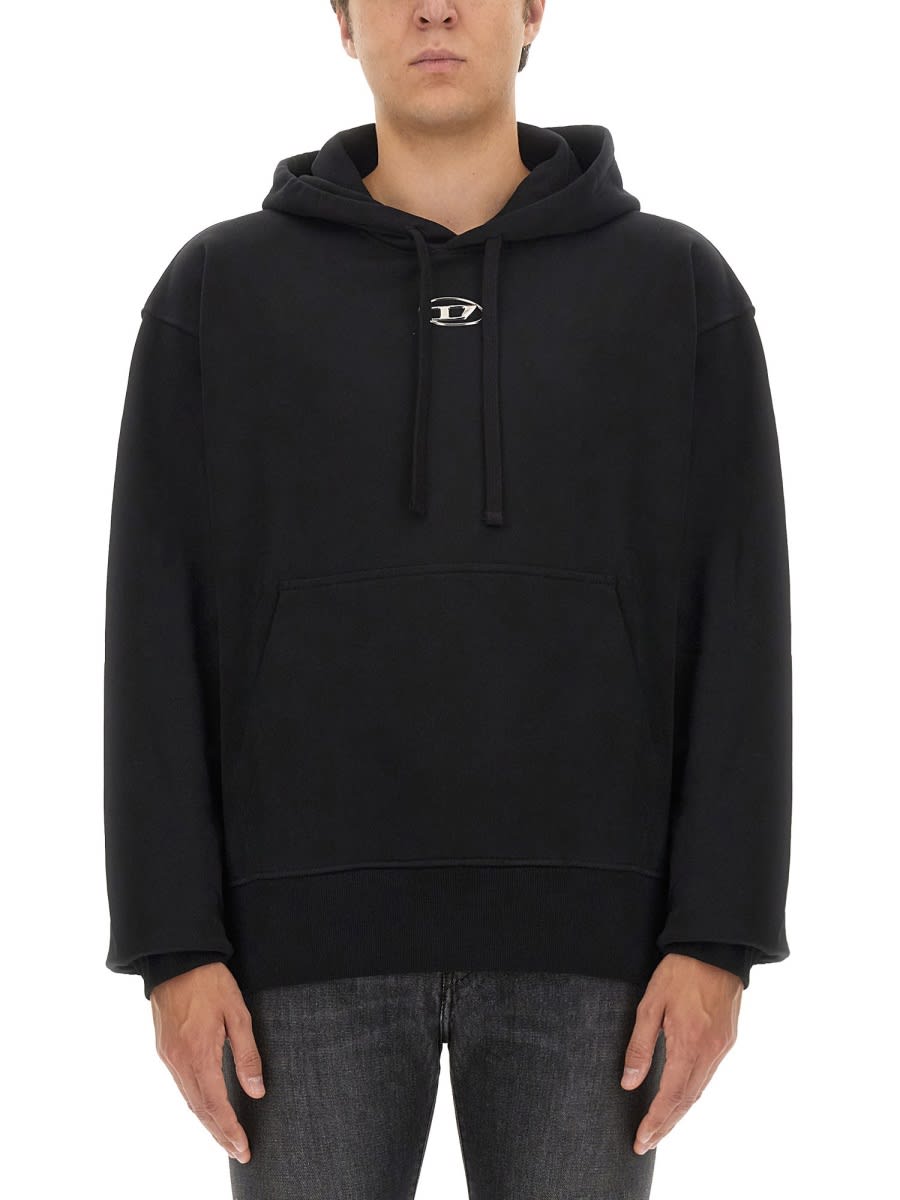 Shop Diesel Logo Hoodie In Black