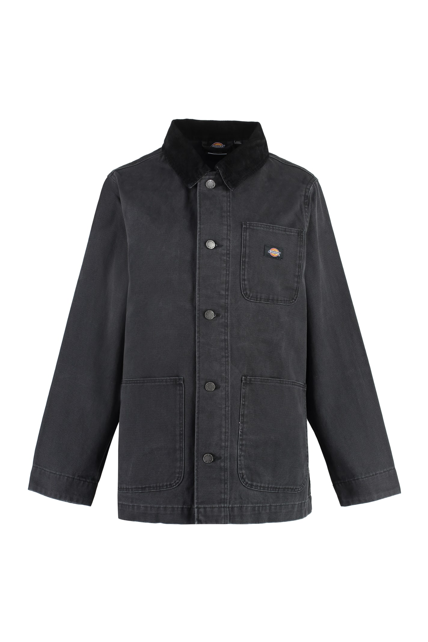Shop Dickies Button-front Cotton Jacket In Black