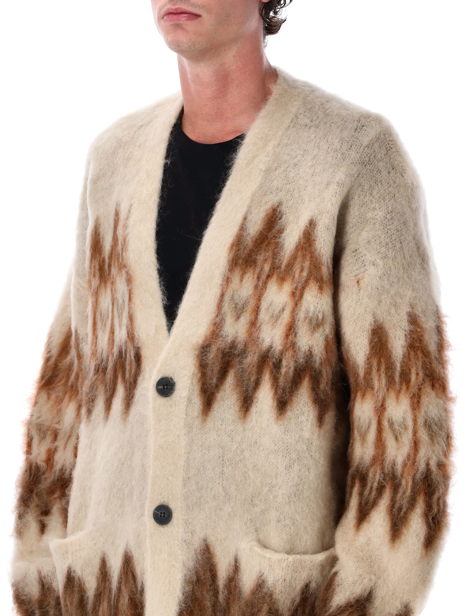 Isabel Marant Marant Nielson Mohair Blend Cardigan With Fair Isle Motif In Brown