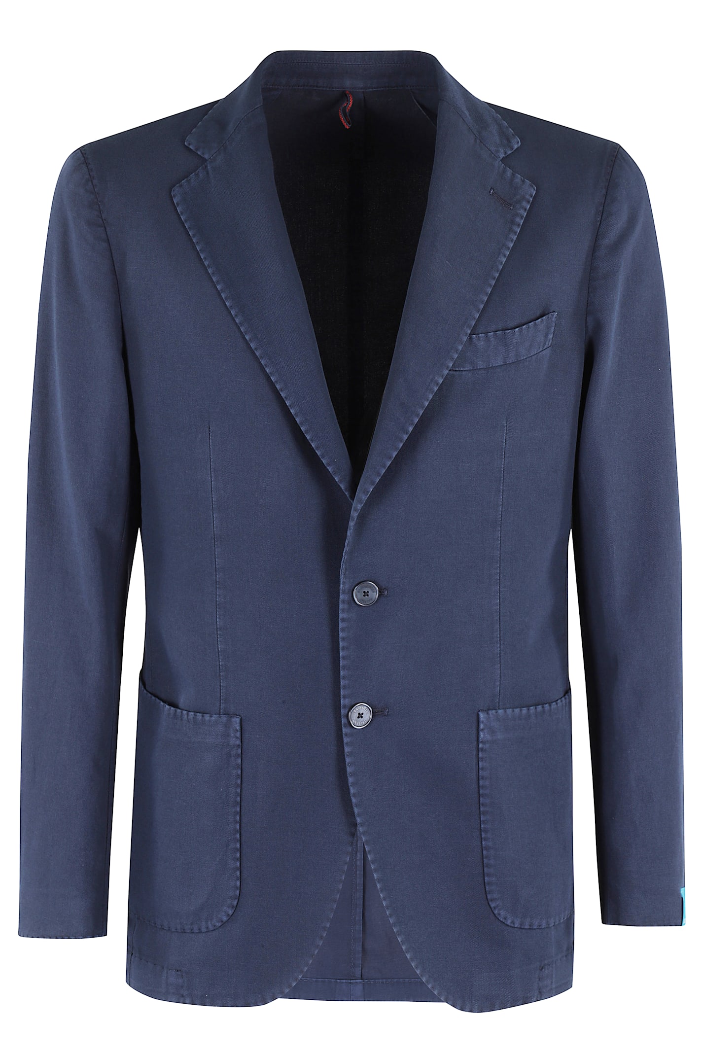 Santaniello Tailored Ice Gabardina Jacket With Notch Lapel In B Blu