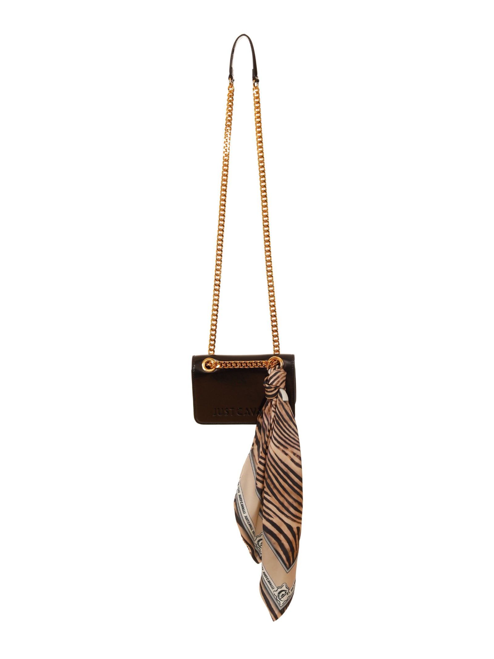Just Cavalli Shoulder Bag With Foulard In Black