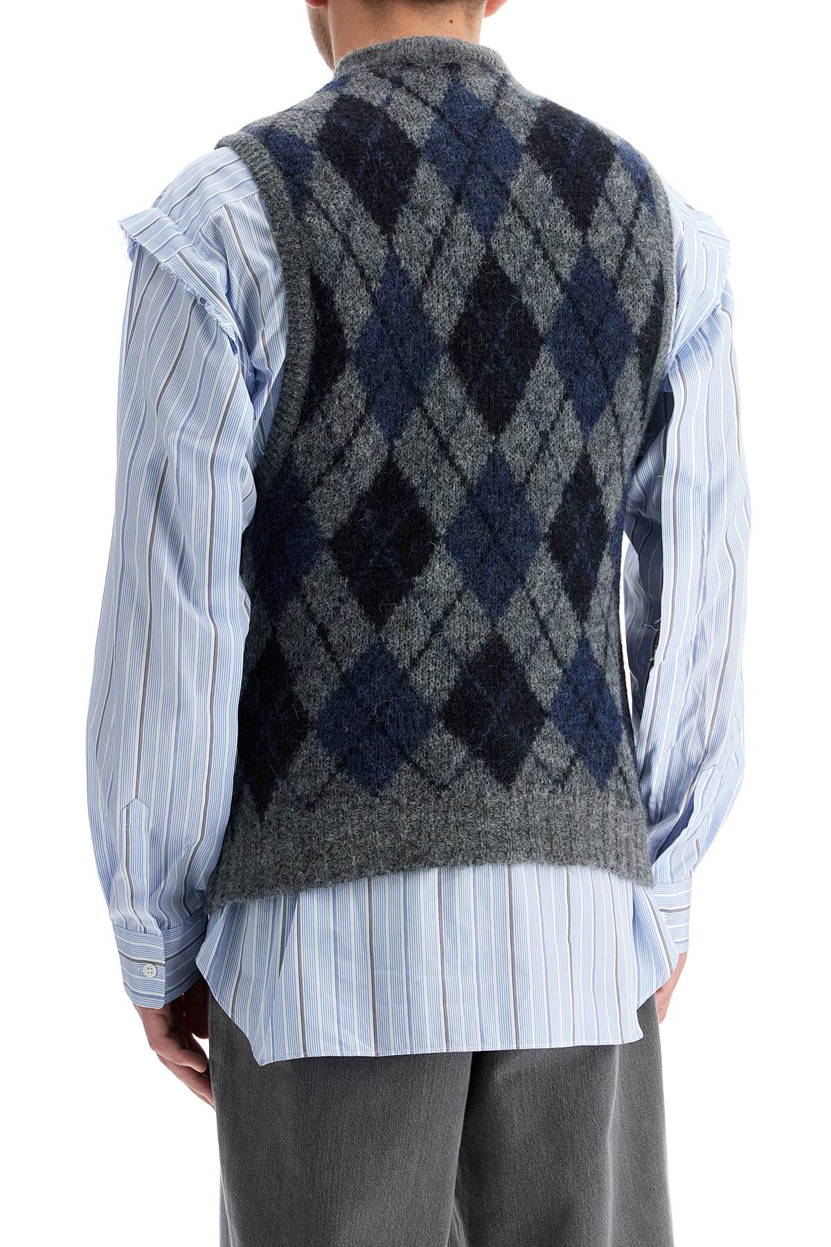 Shop Our Legacy Soft Duke Argyle Formal Knit Vest In Soft Duke Argyle (grey)