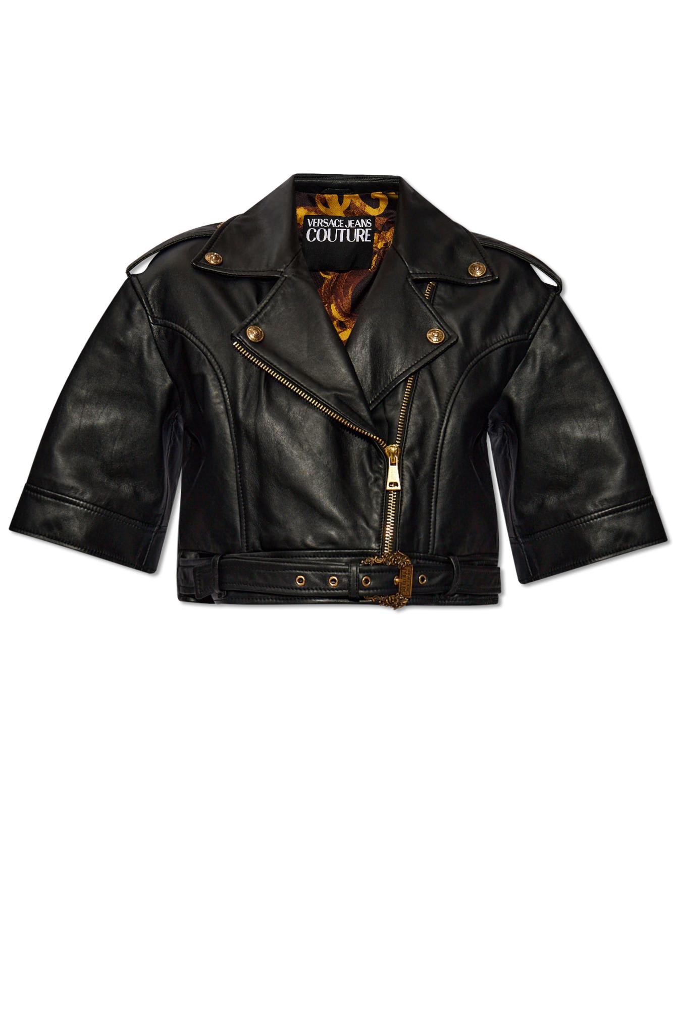 VERSACE JEANS COUTURE VERSACE JEANS COUTURE LEATHER JACKET WITH SHORT SLEEVES