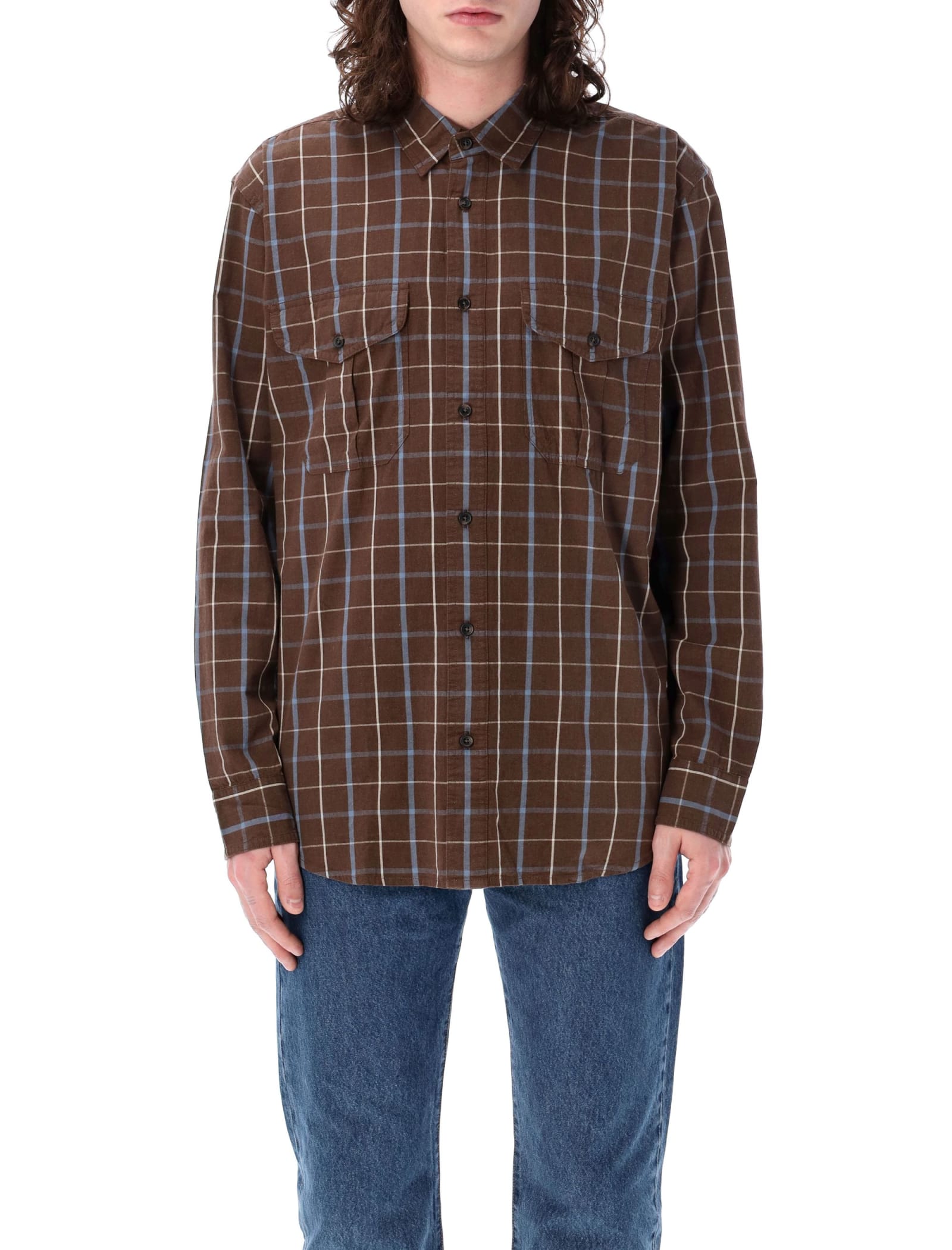 Shop Filson Washed Feather Cloth Shirt In Olive Check