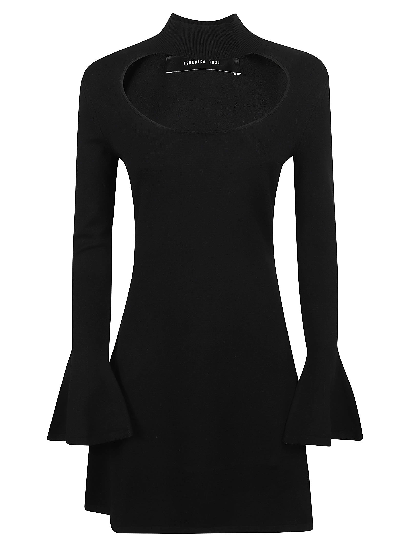 Shop Federica Tosi Flared Cuff Dress In Black