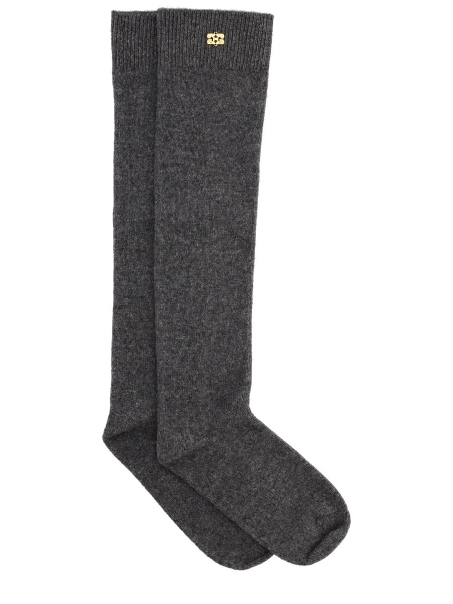 Ganni Wool Socks. In Gray