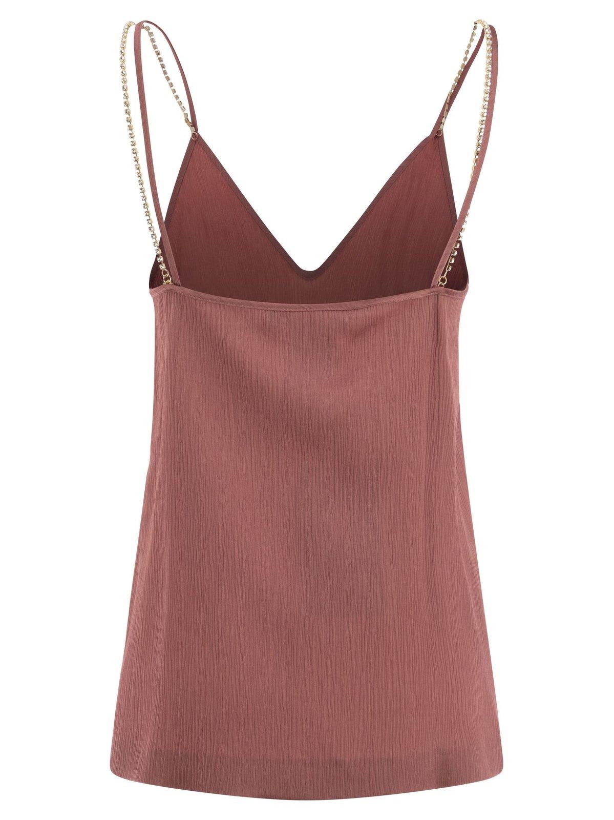 Max Mara V-neck Spaghetti Strap Top In Blush