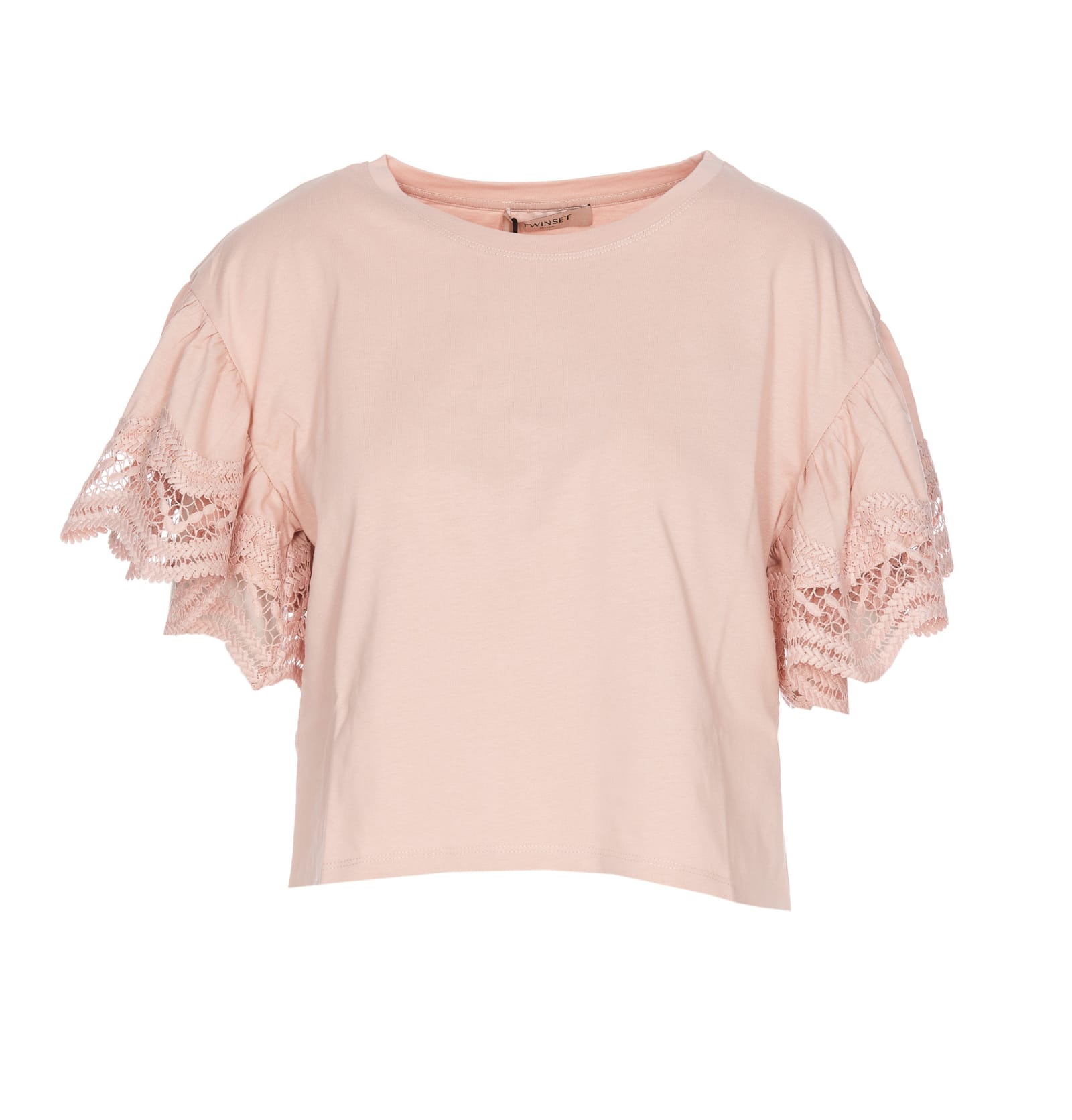 Twinset Lace-trim T-shirt In Pink