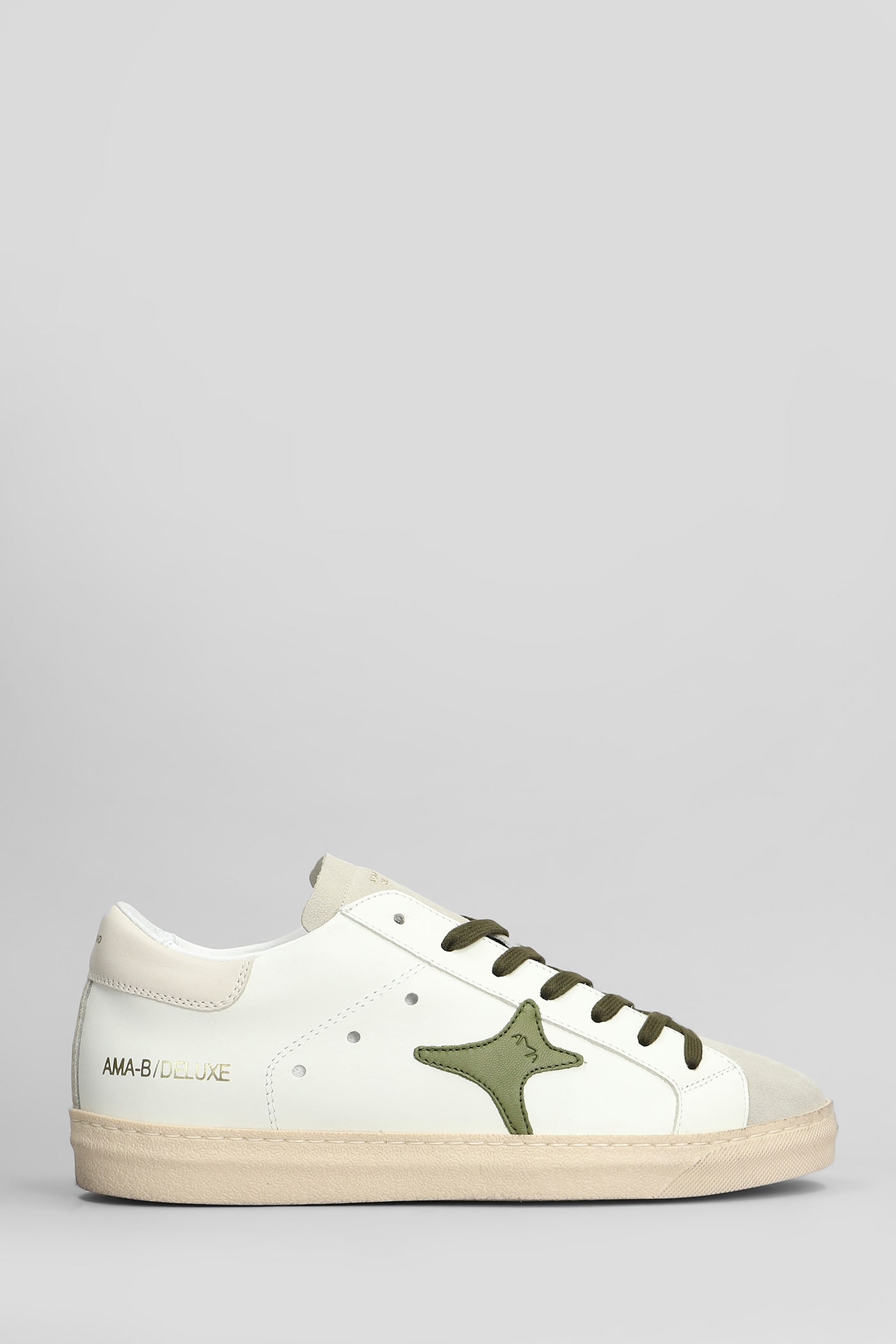 Sneakers In White Suede And Leather