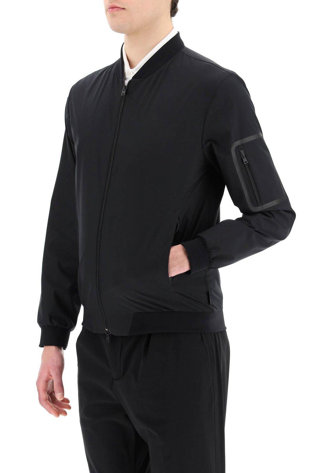 Shop Herno Zip-up Long-sleeved Bomber Jacket In Black