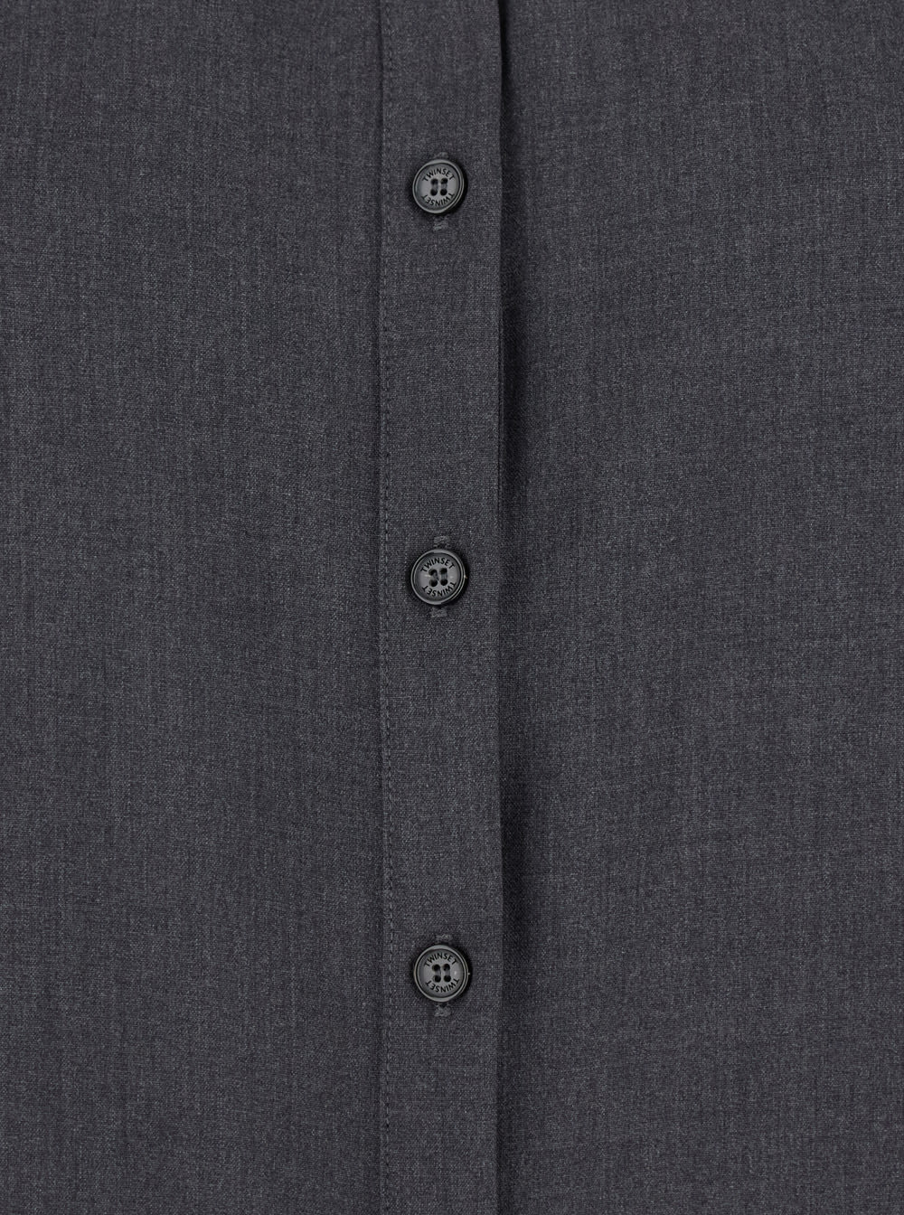 Twinset Grey Shirt With Classic Collar And Logo Plaque On The Rear In Viscose Blend Stretch Woman In Gray