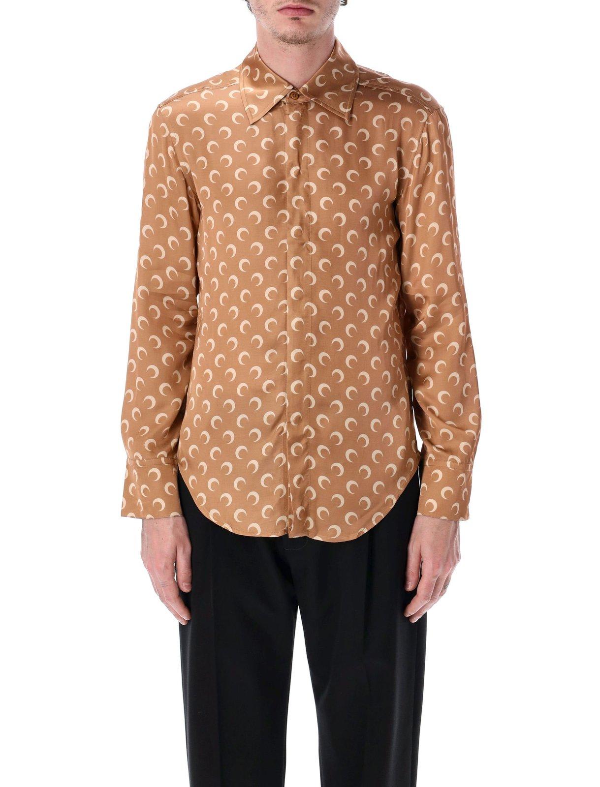 Marine Serre Moon Satin Button Down Shirt Clothing
