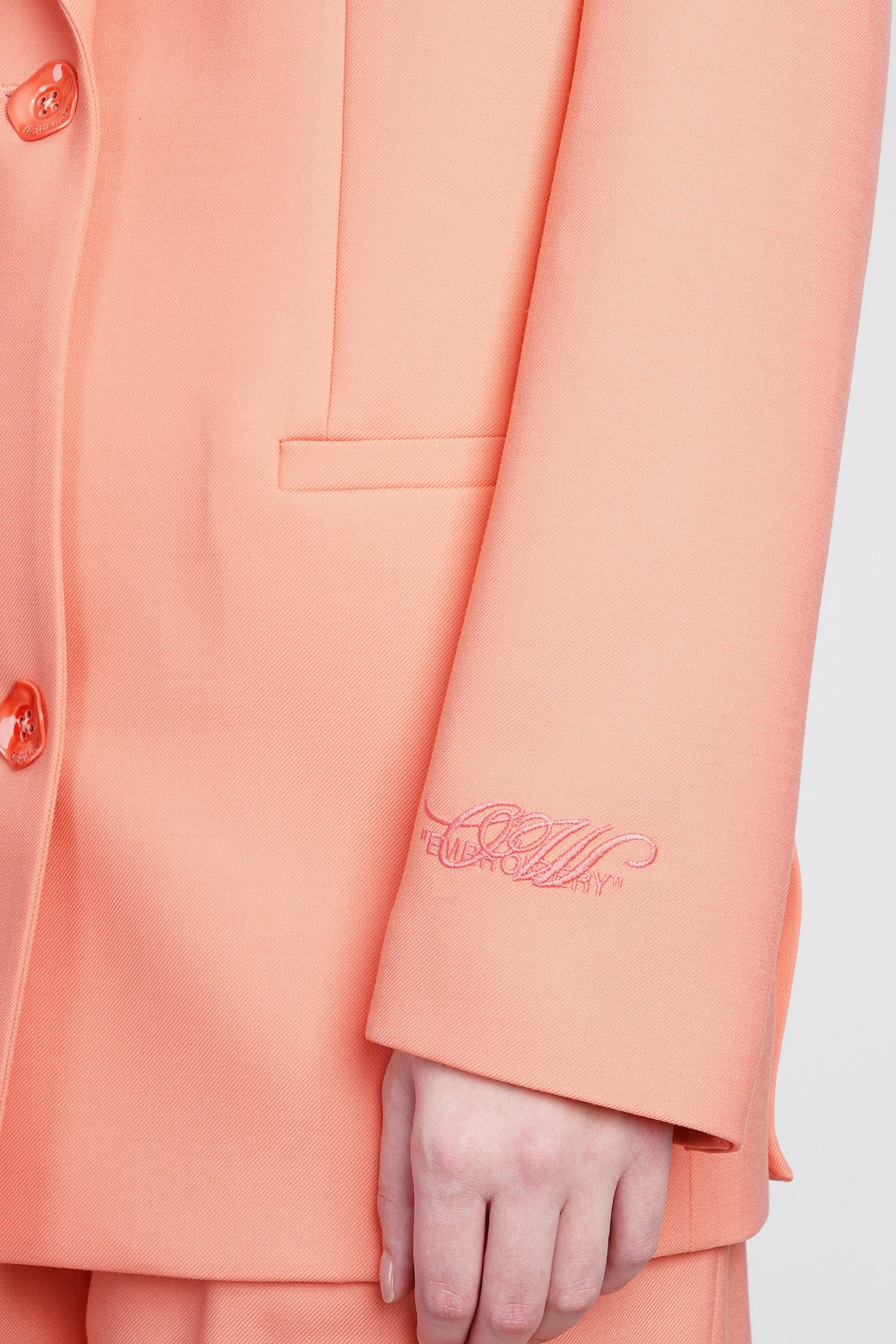 Off-white Blazer In Orange Wool In Coral