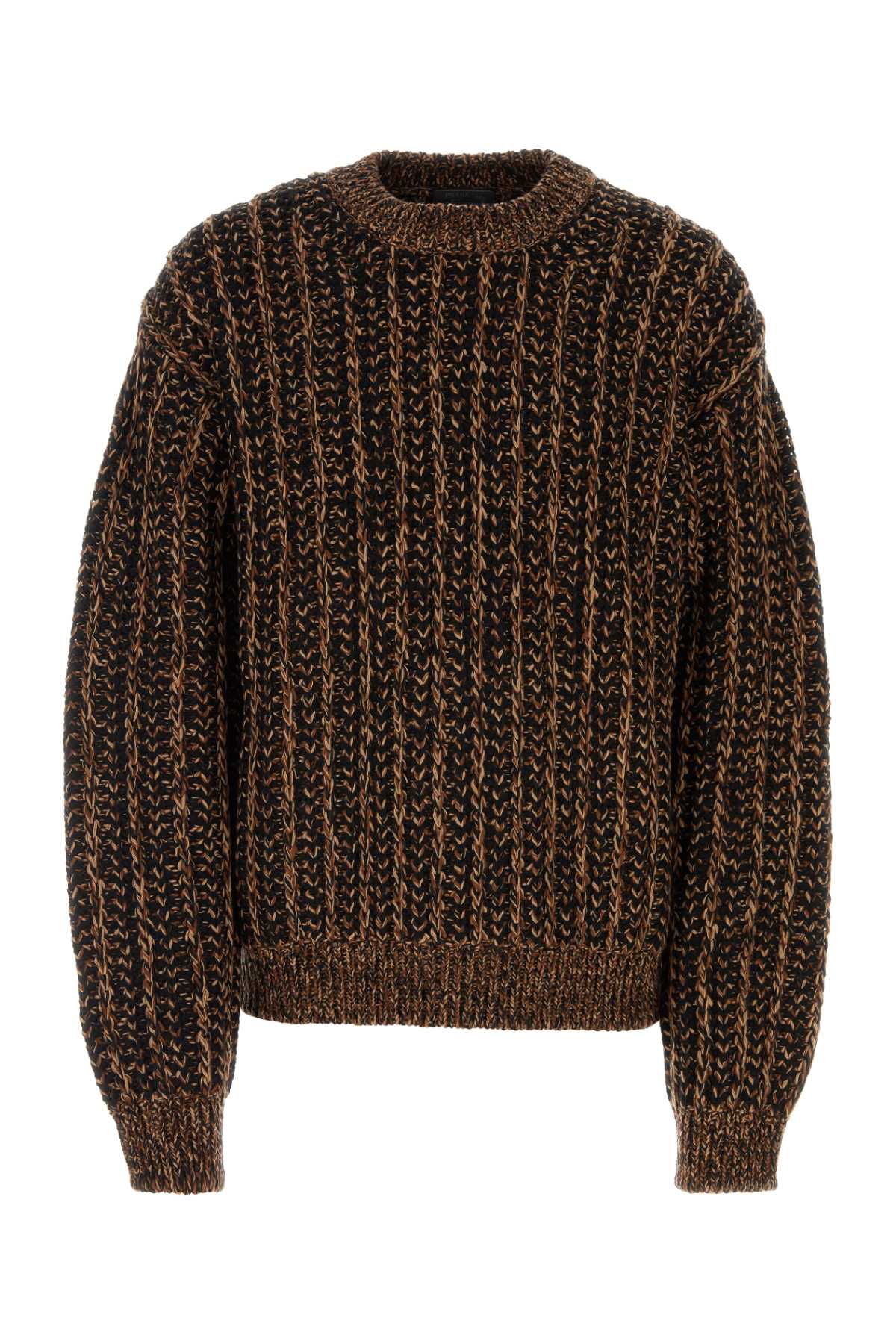 Shop Prada Multicolor Wool Blend Sweater In Cammello