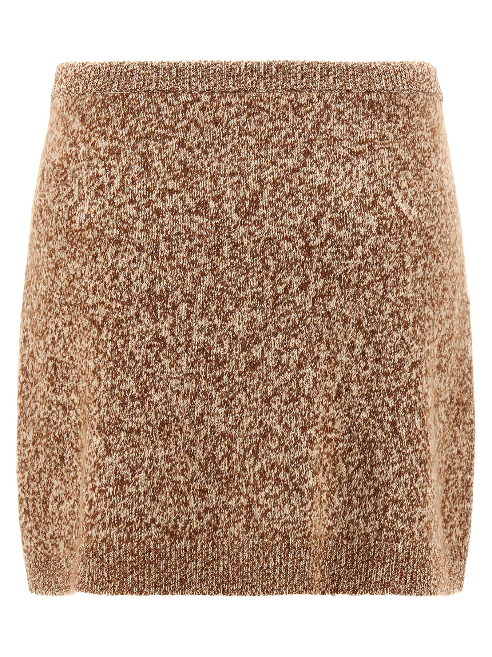 Versace Minigonna In Misto Lana Vergine Bicolor Donna In Brown