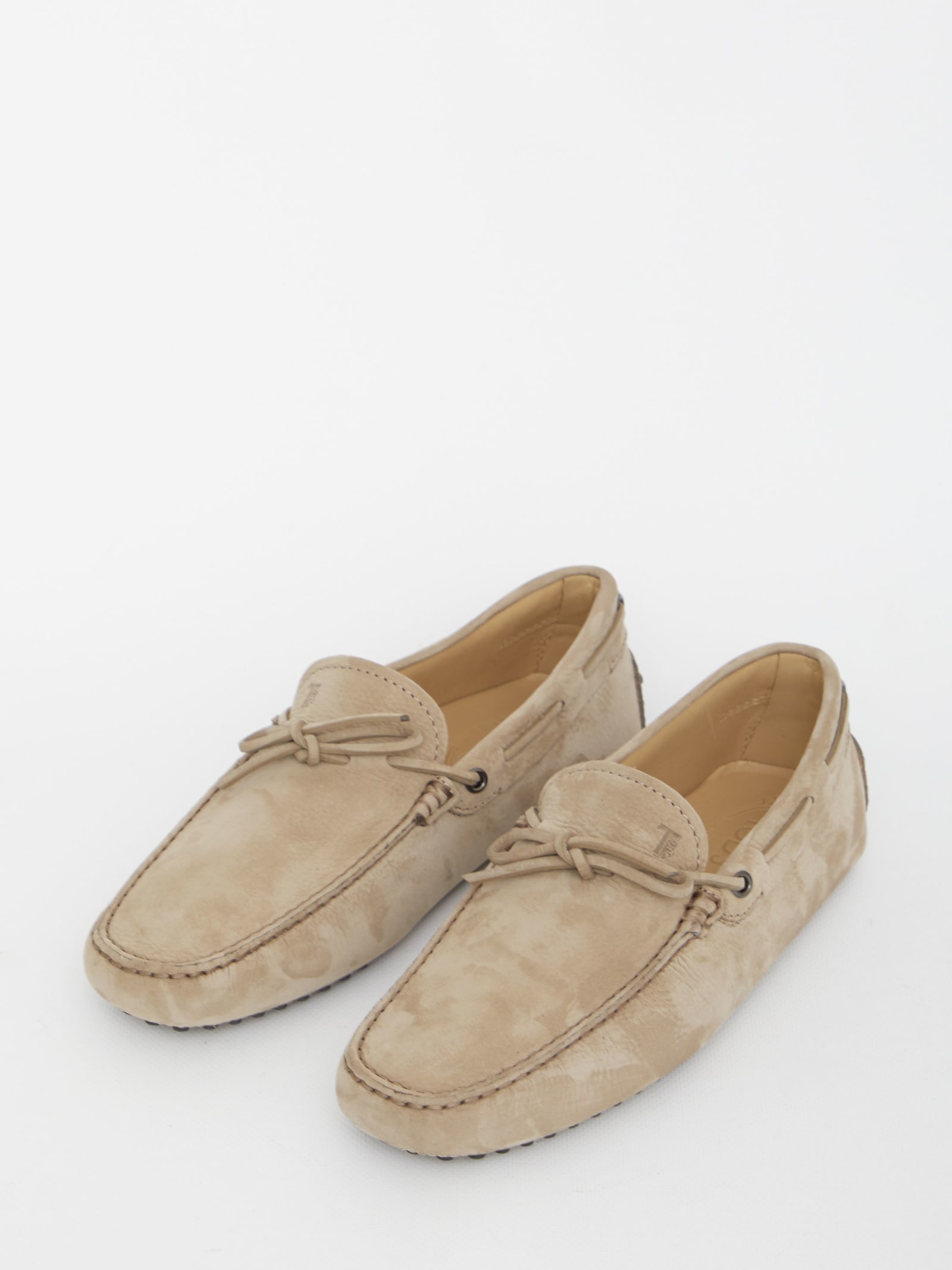 Shop Tod's Dove-colored Gommino Loafers In Brown