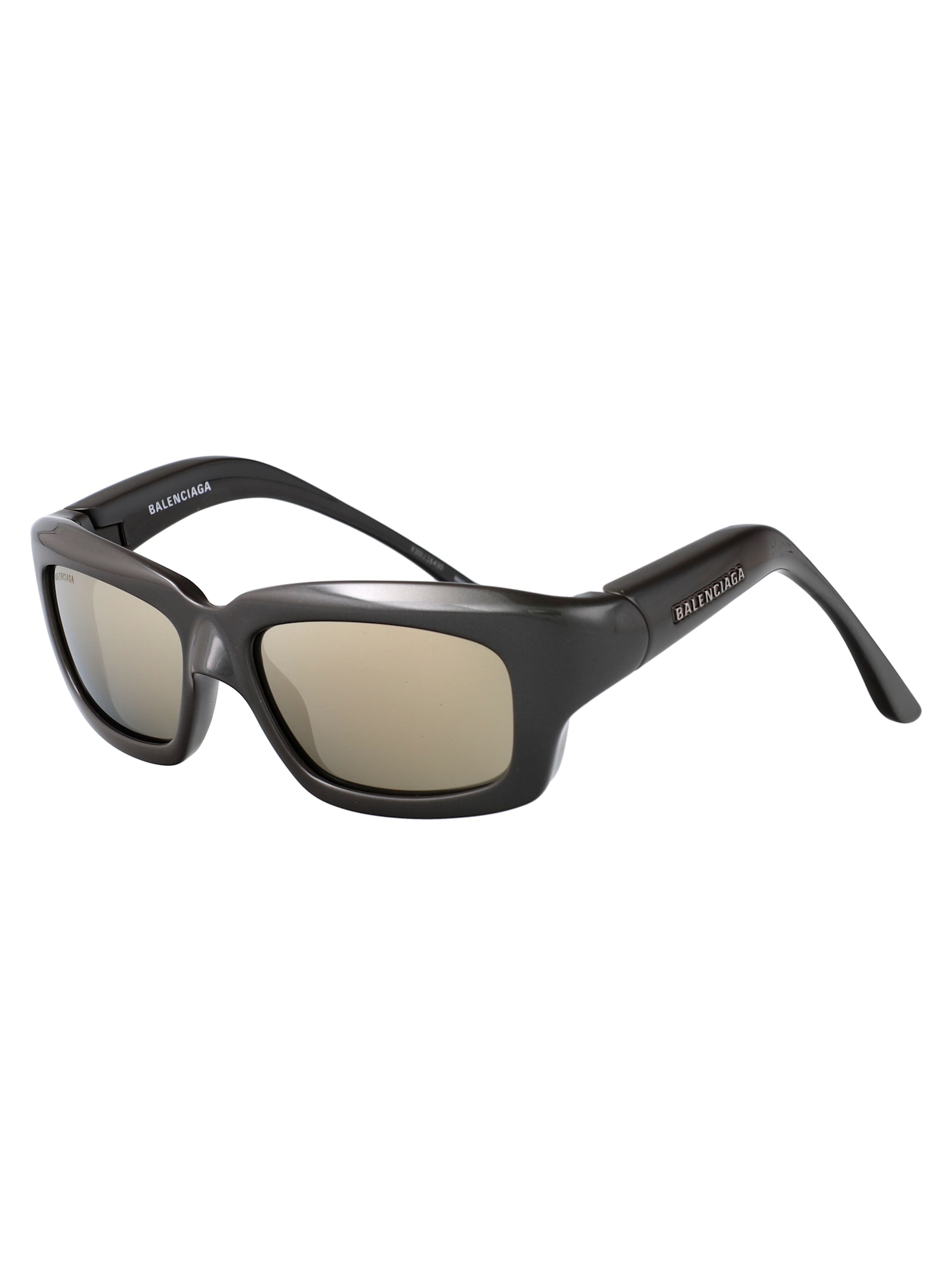 Balenciaga Grey-grey-white Bio Injection Sunglasses In Black