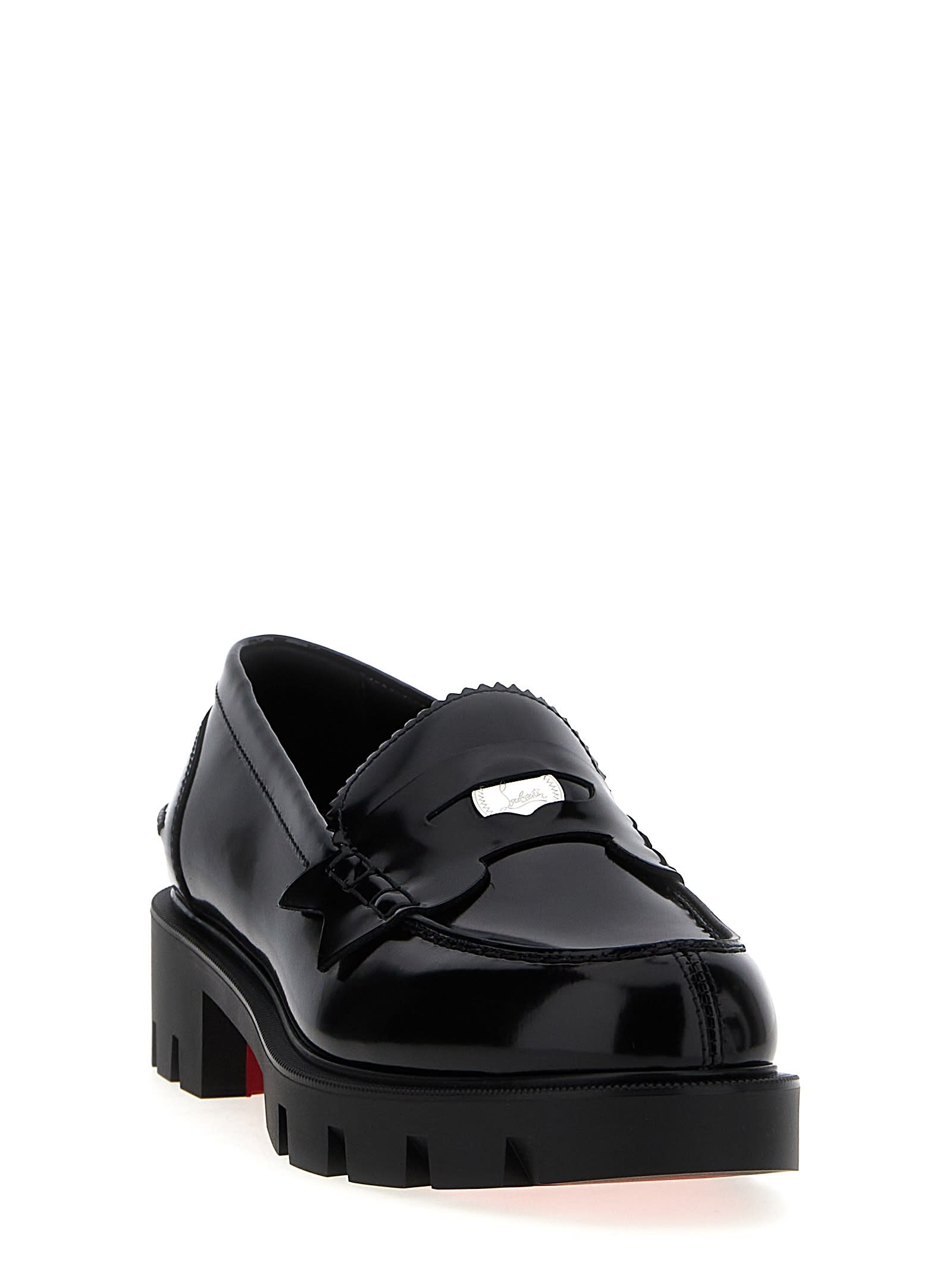 Shop Christian Louboutin Penny Lug Loafers In Black