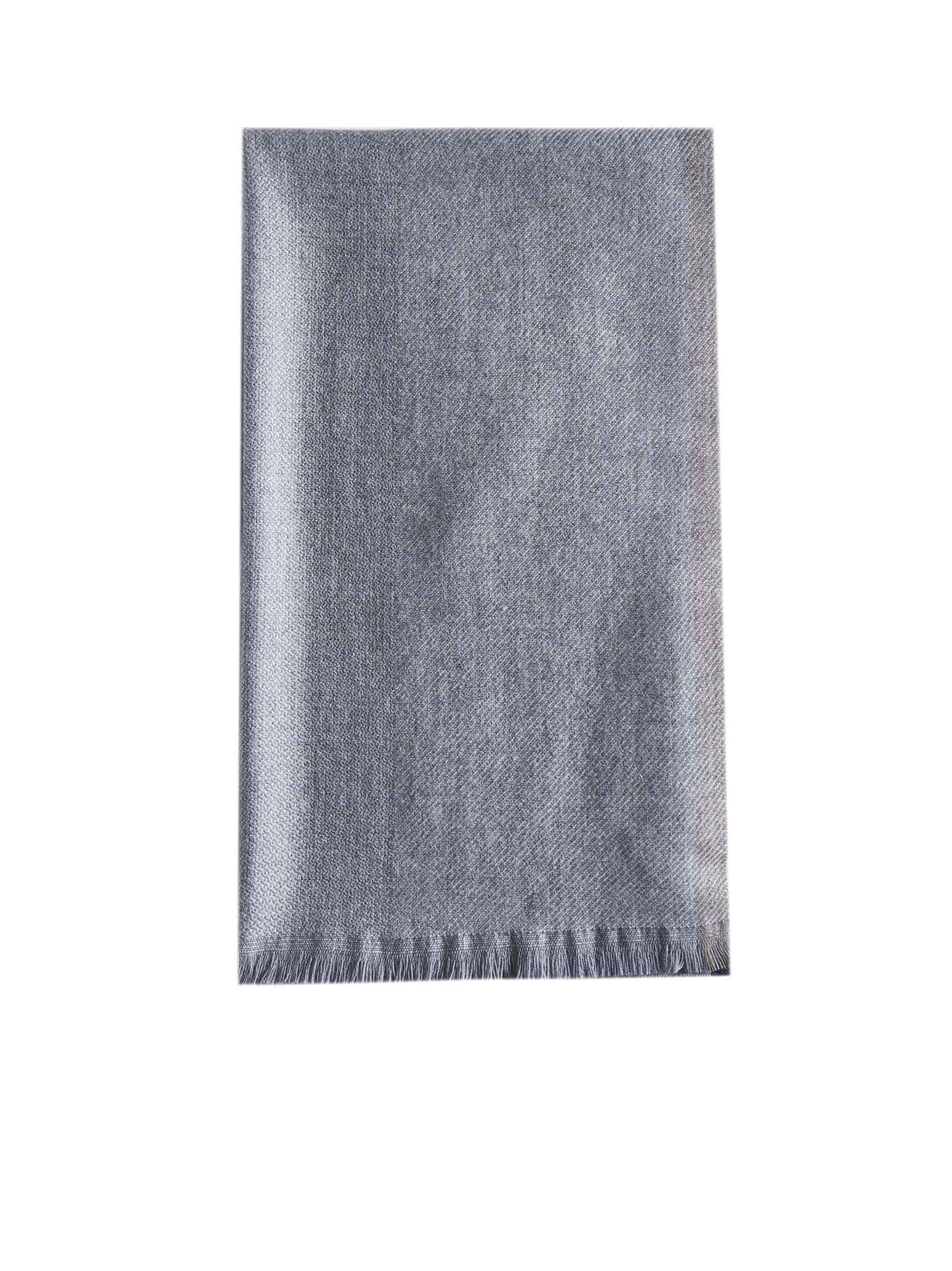 Shop Brunello Cucinelli Scarf In Grigio Perla/marina/tortora