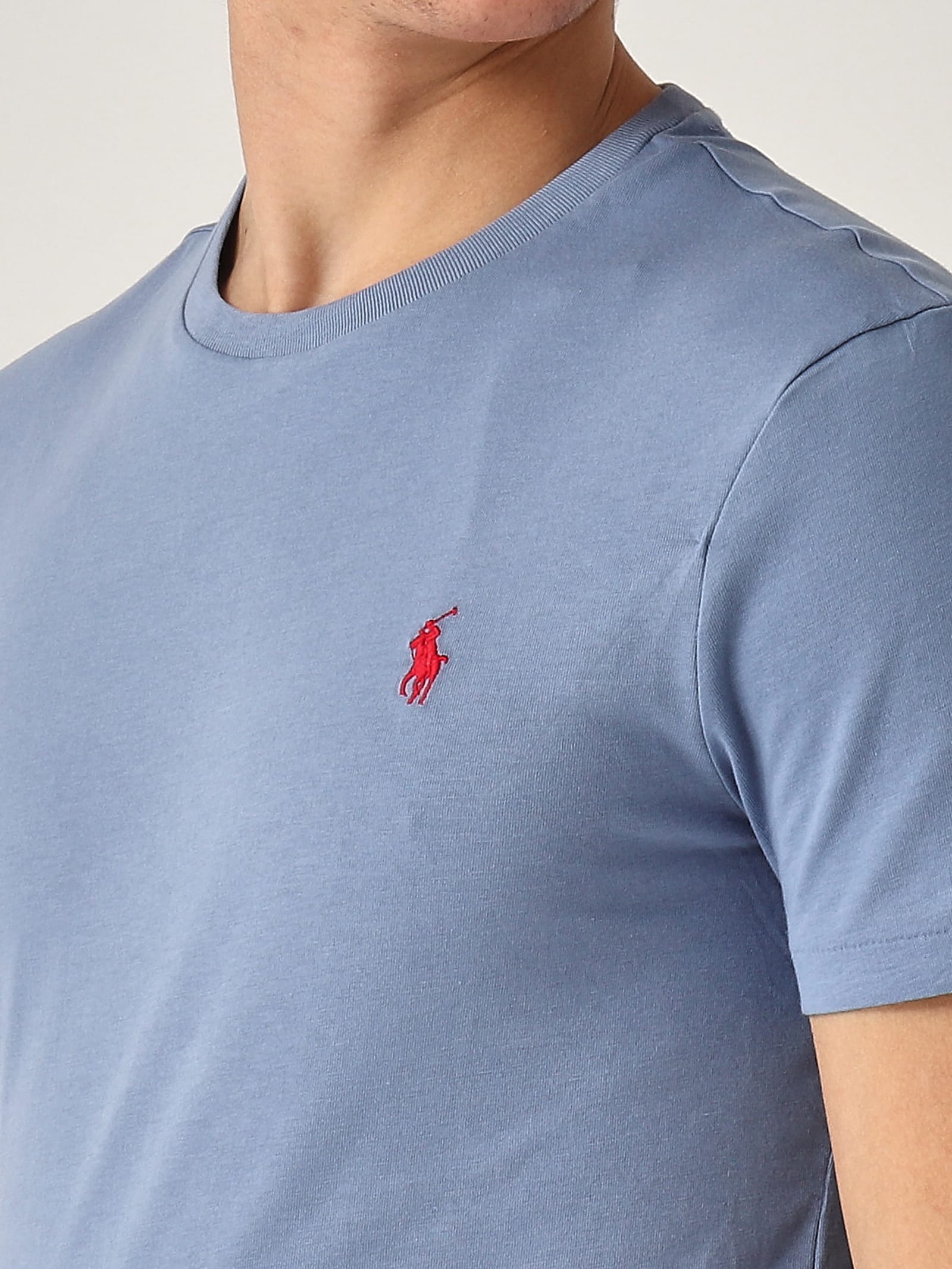 Polo Ralph Lauren T-shirt In Jersey Custom Slim-fit T-shirt In Blu Campus