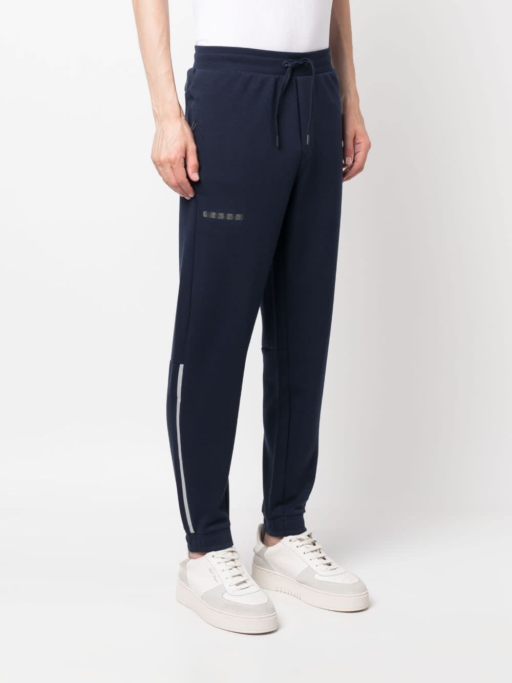 Ea7 Logo Cotton Blend Sweatpants In Blue