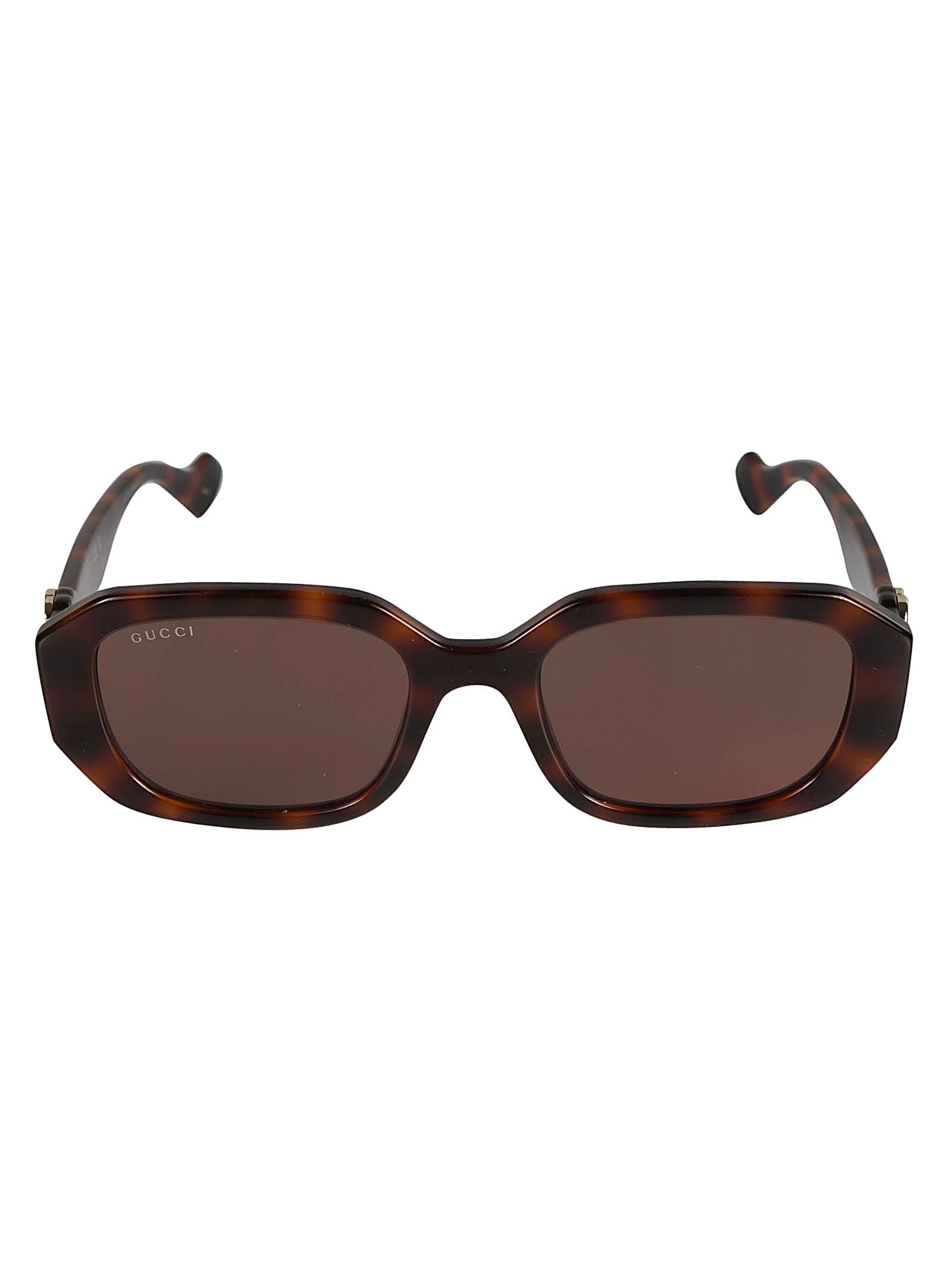 Shop Gucci Curved Square Sunglasses In Brown