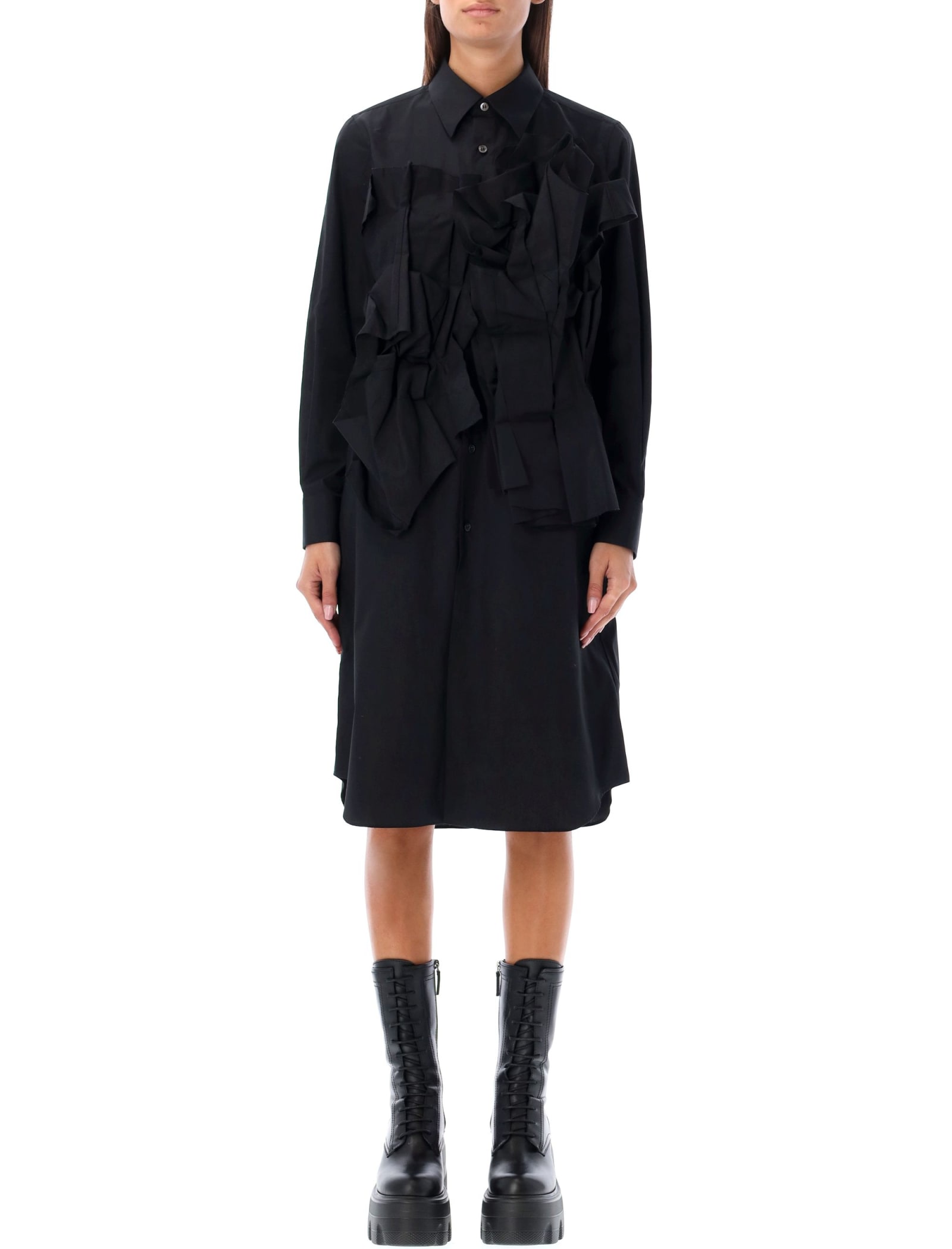 Comme Des Garçons Long-sleeve Cotton Shirt In Black