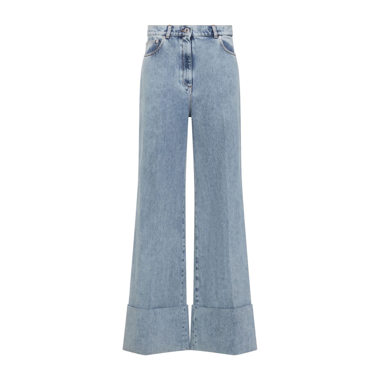 Lanvin Blue Wide-leg Cuffed Jeans