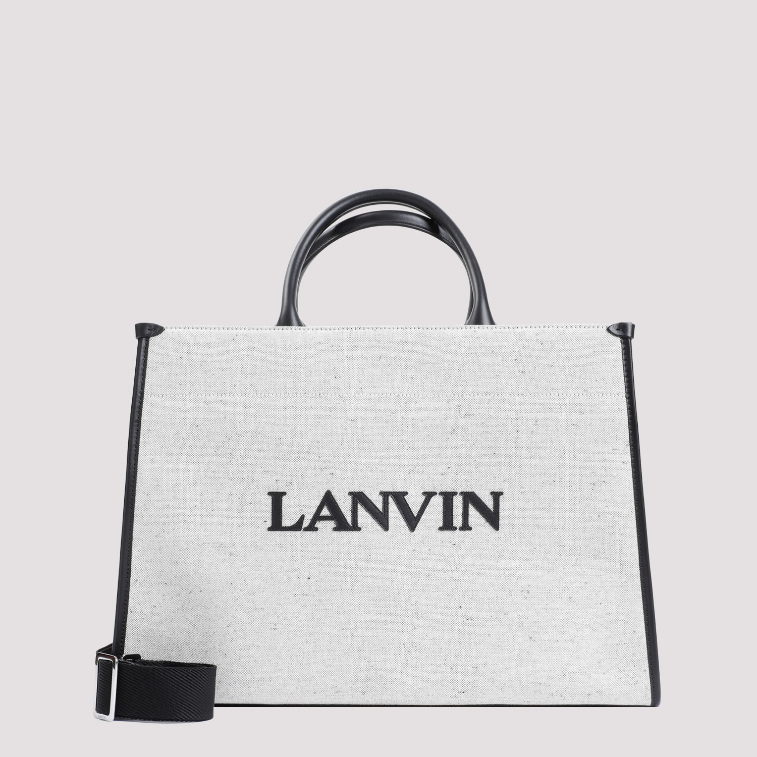 Shop Lanvin Cotton Tote Bag In Beige Black