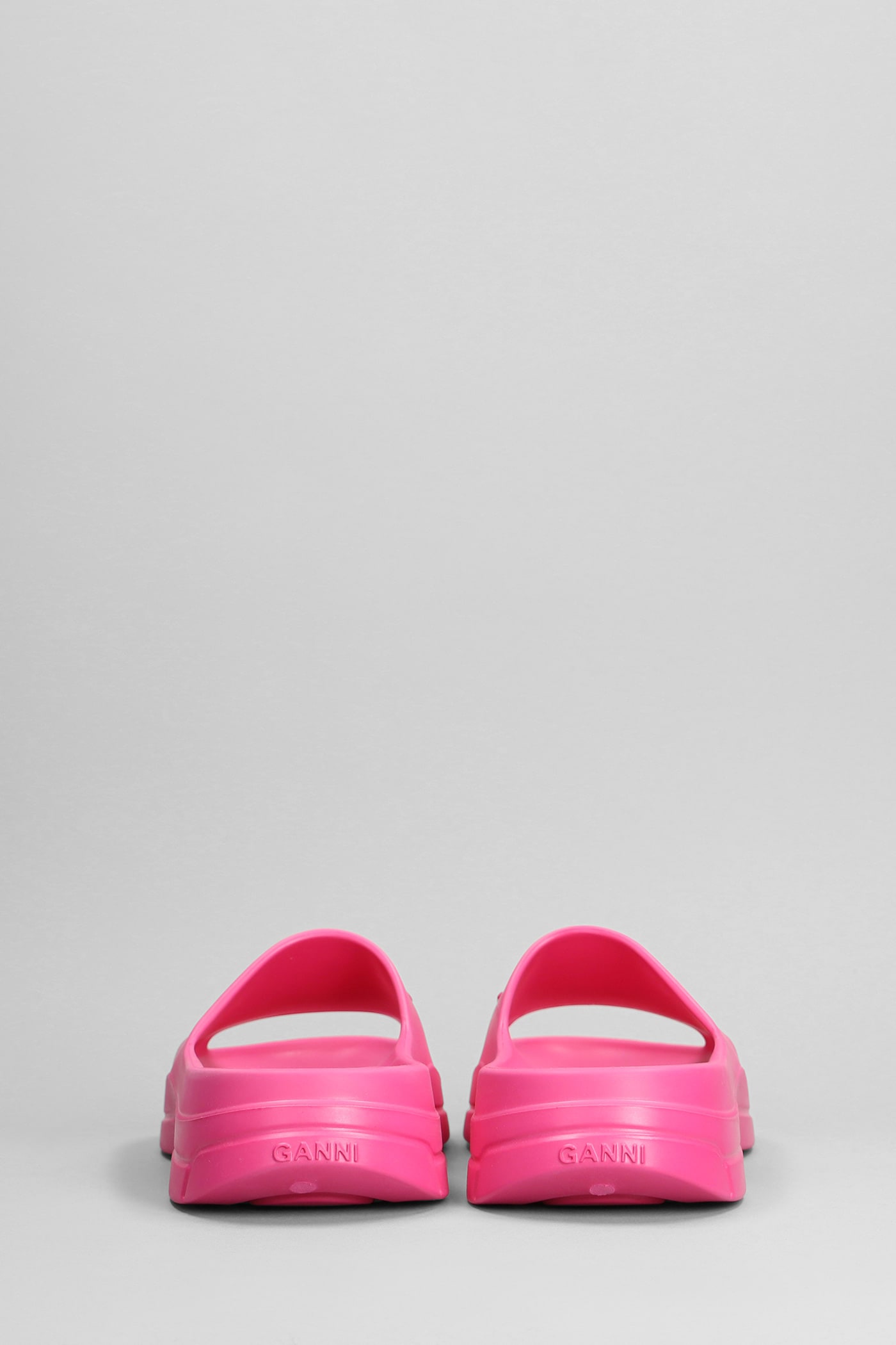 Shop Ganni Flats In Rose-pink Rubber/plasic