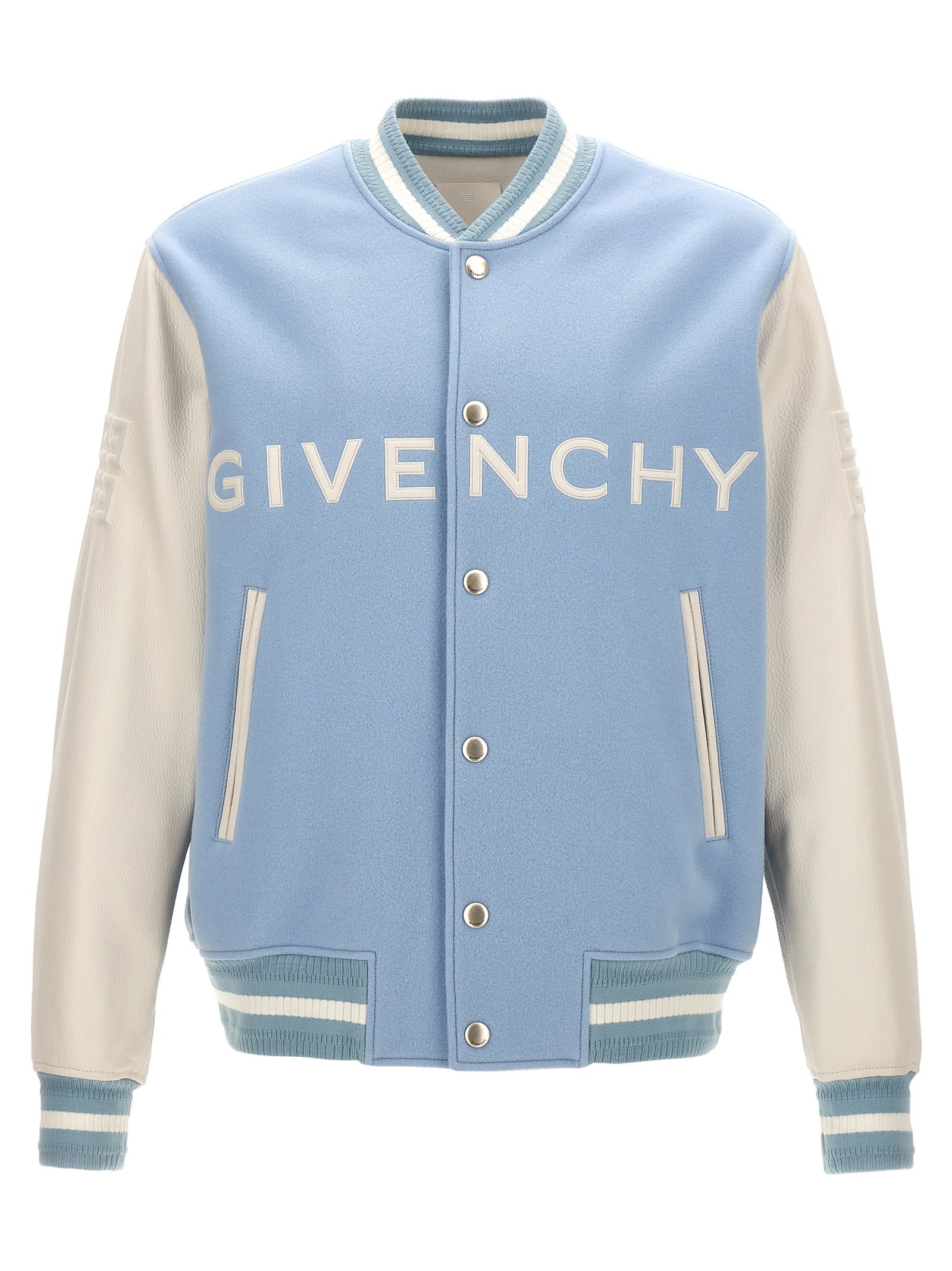 Shop Givenchy Bomber Jacket In Light Blue