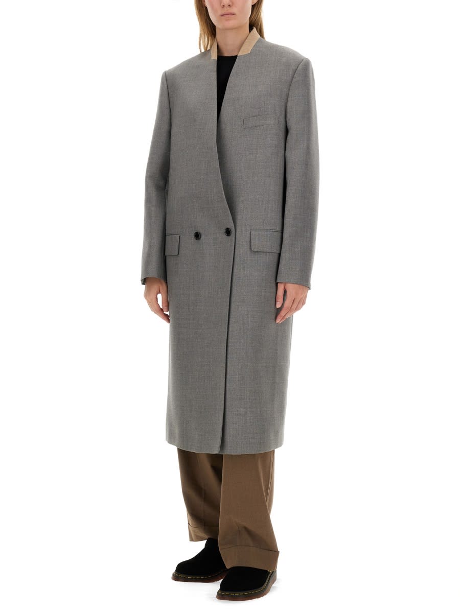 Shop Moschino Wool Coat In Grey