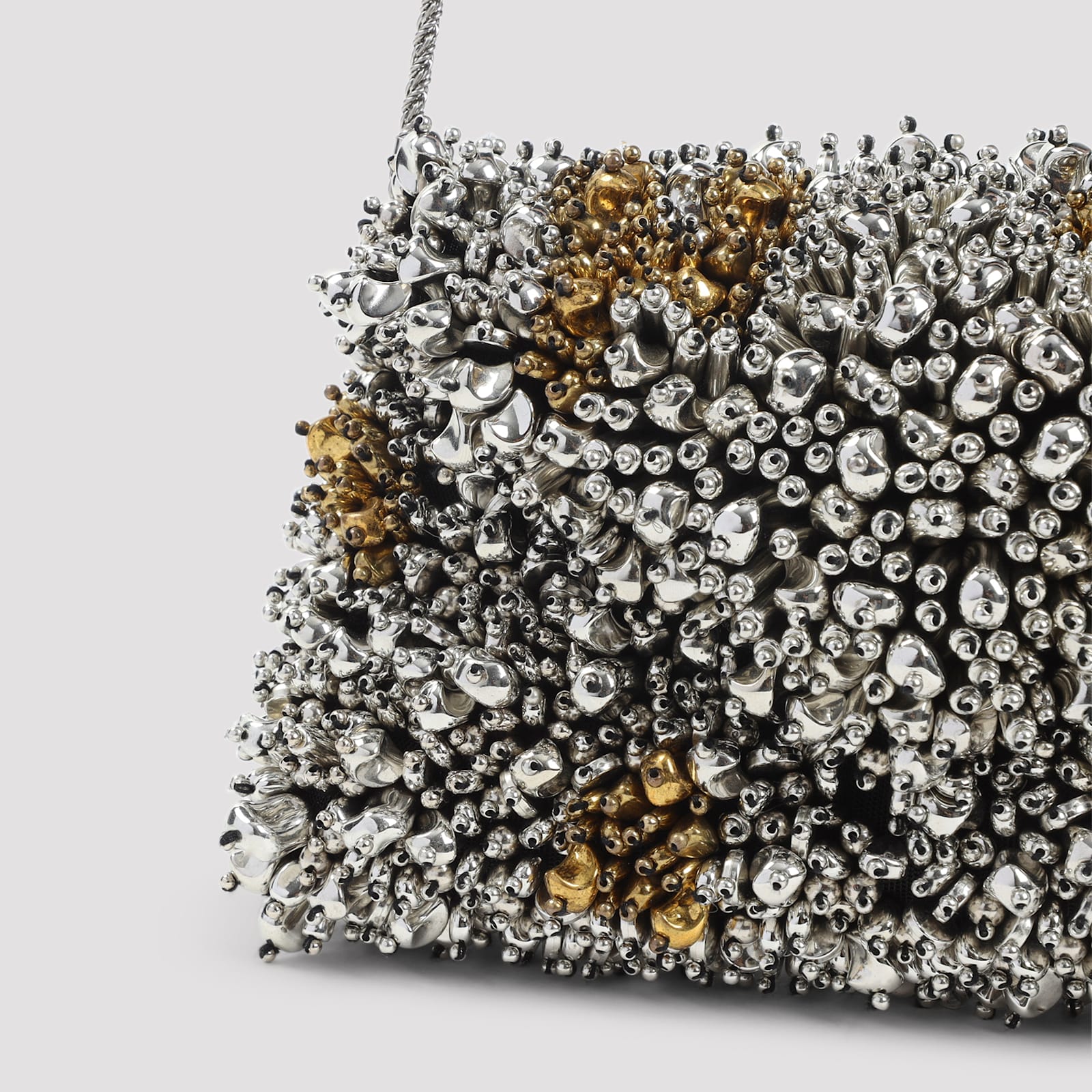 Dries Van Noten Small Embroidered Envelope Clutch In Silver