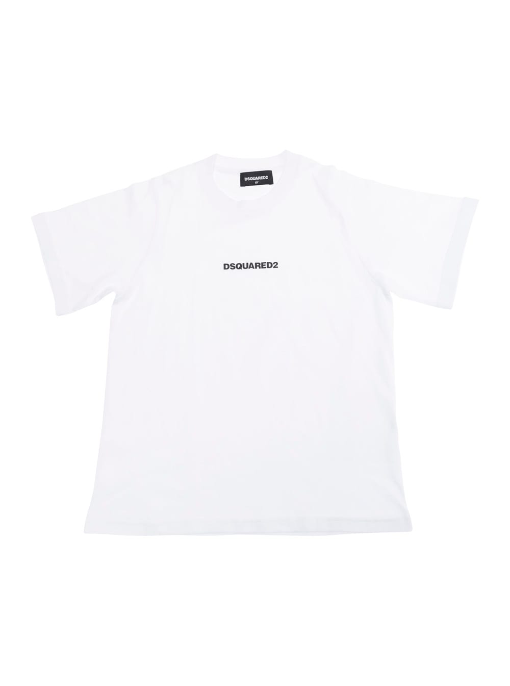 Dsquared2 White Crewneck T-shirt With Logo Lettering On The Front In Cotton Boy In White