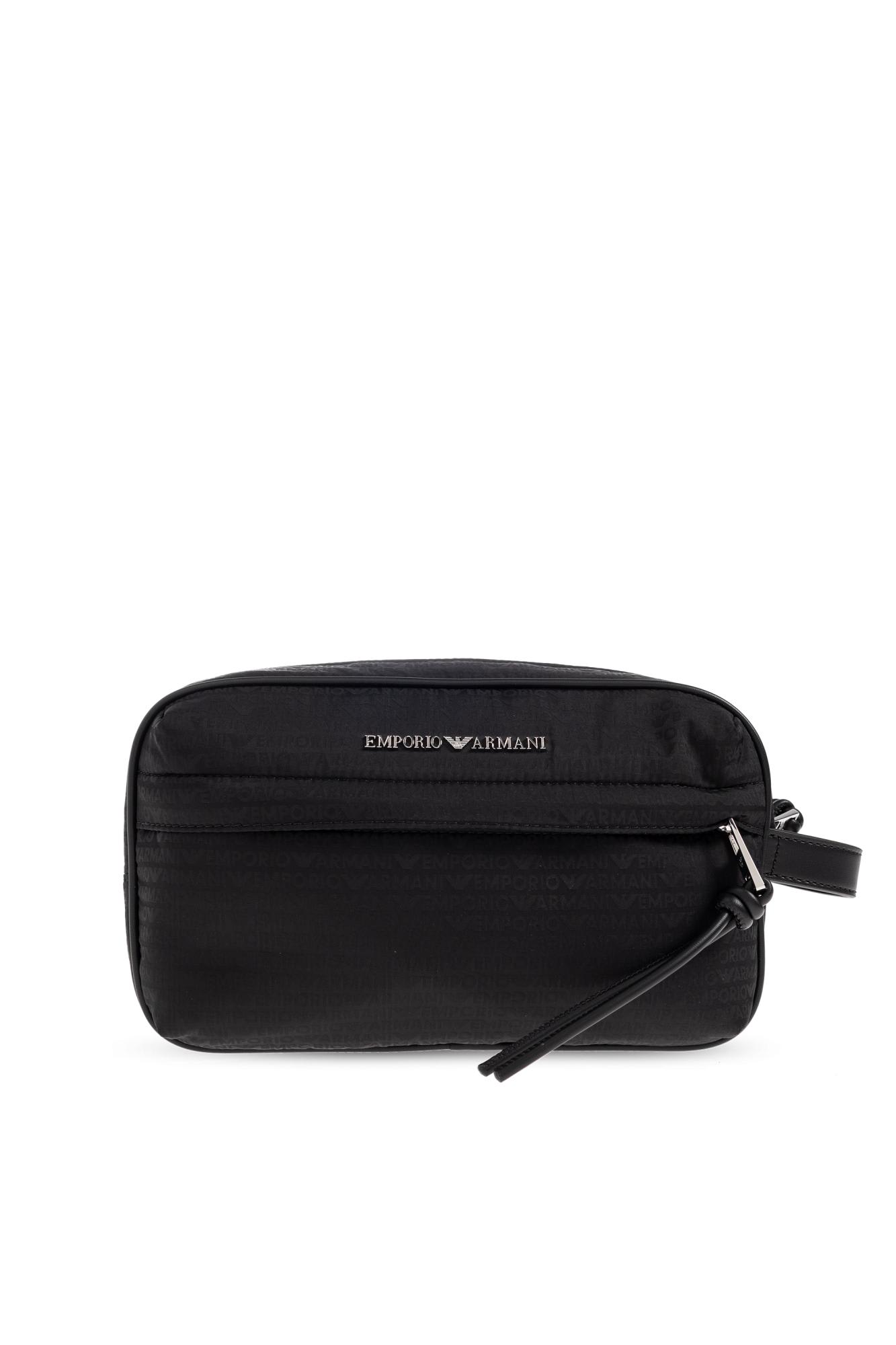 Emporio Armani Cosmetic Bag With Logo In Black