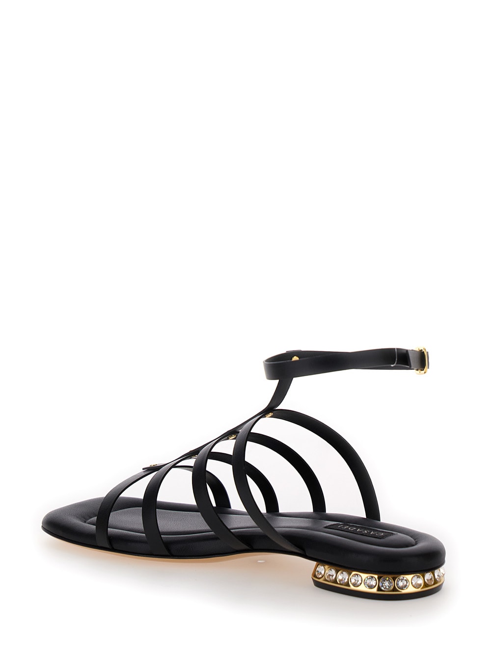Shop Casadei Galaxy Black Gladiator Sandals In Leather Woman