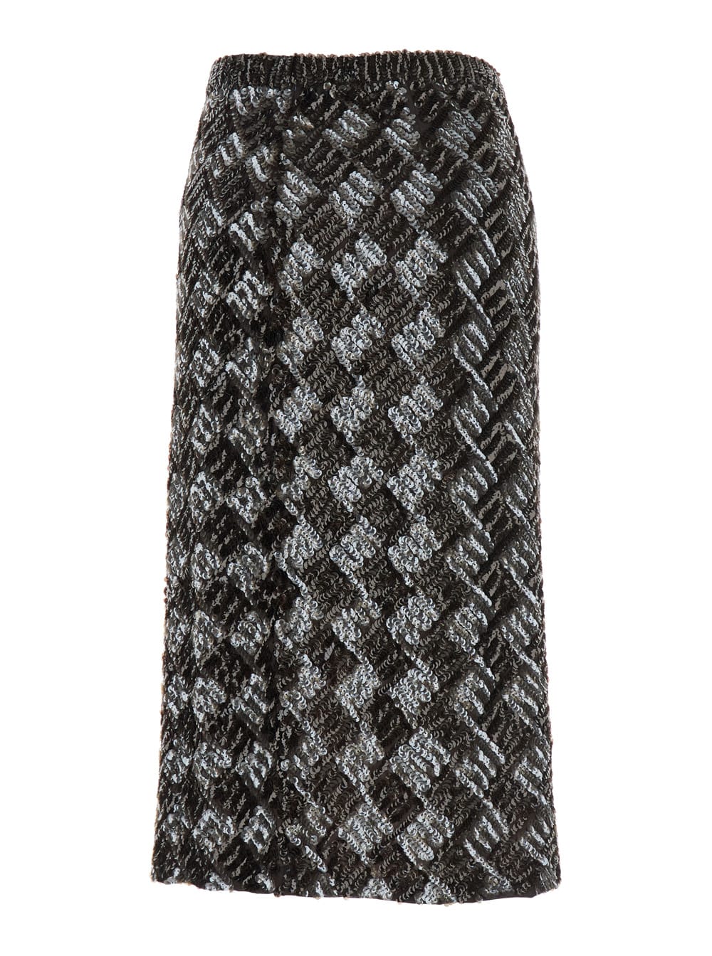 P.a.r.o.s.h Diamond-pattern Sequinned Skirt In Black
