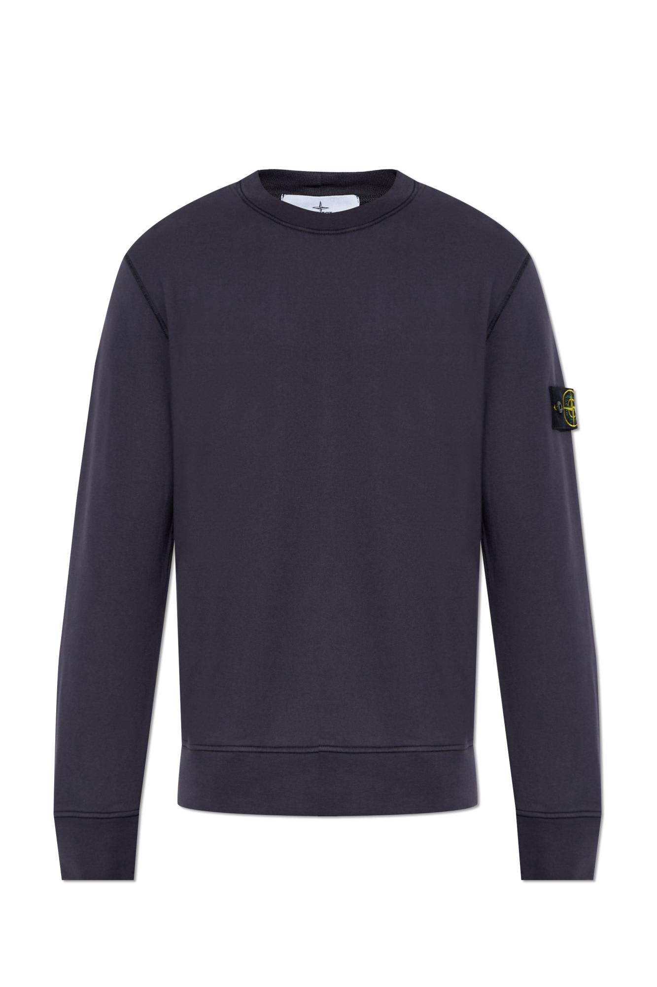 Stone Island Relaxed Fit Long-sleeve Crewneck Sweatshirt With Distinctive Patch In Blue