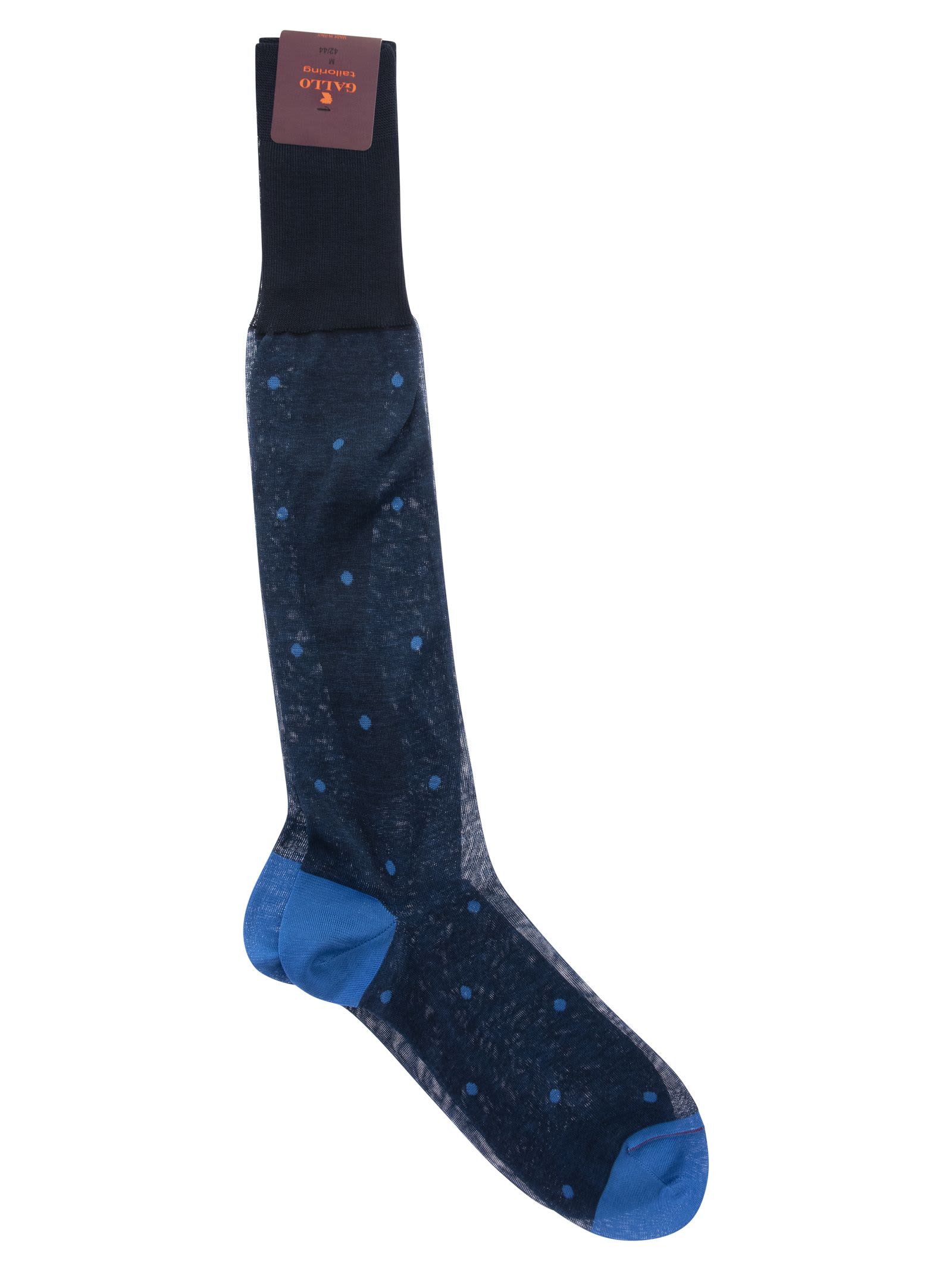 Shop Gallo Polka Dot Cotton Long Socks In Blue