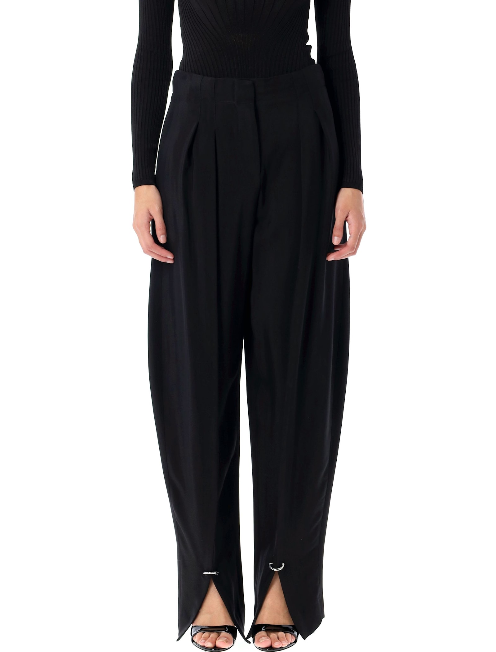 Shop Mugler Pierced Loose Tailored Trousers In Black