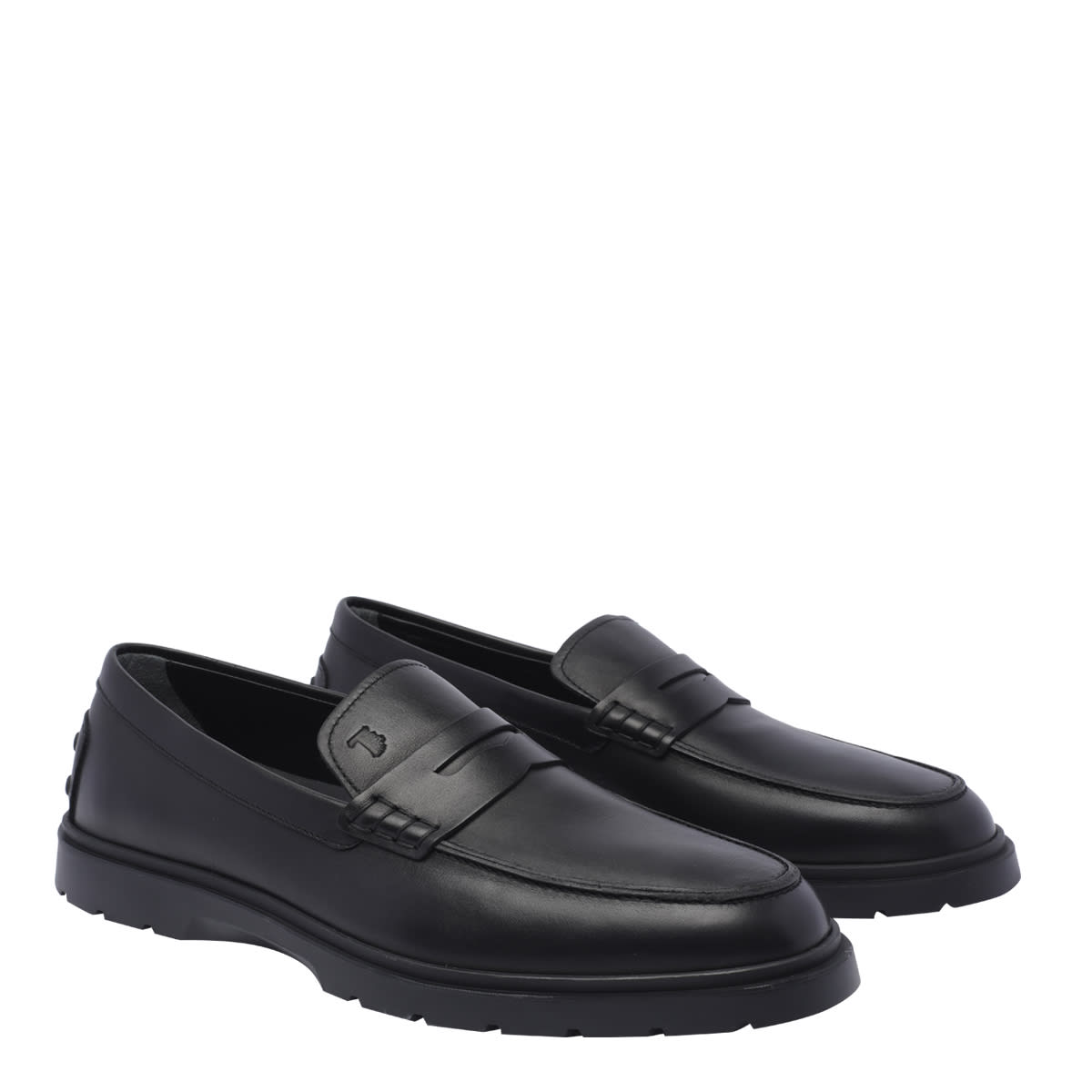 Shop Tod's Leather Loafers In Black