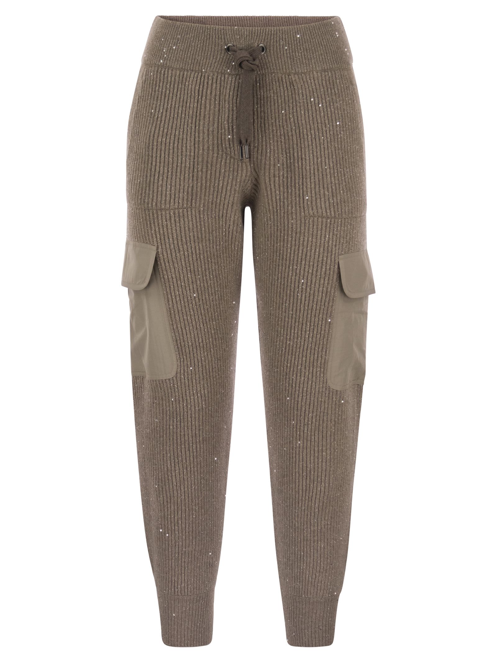 Brunello Cucinelli Sporty Cargo Trousers In Shimmering Wool And Cashmere