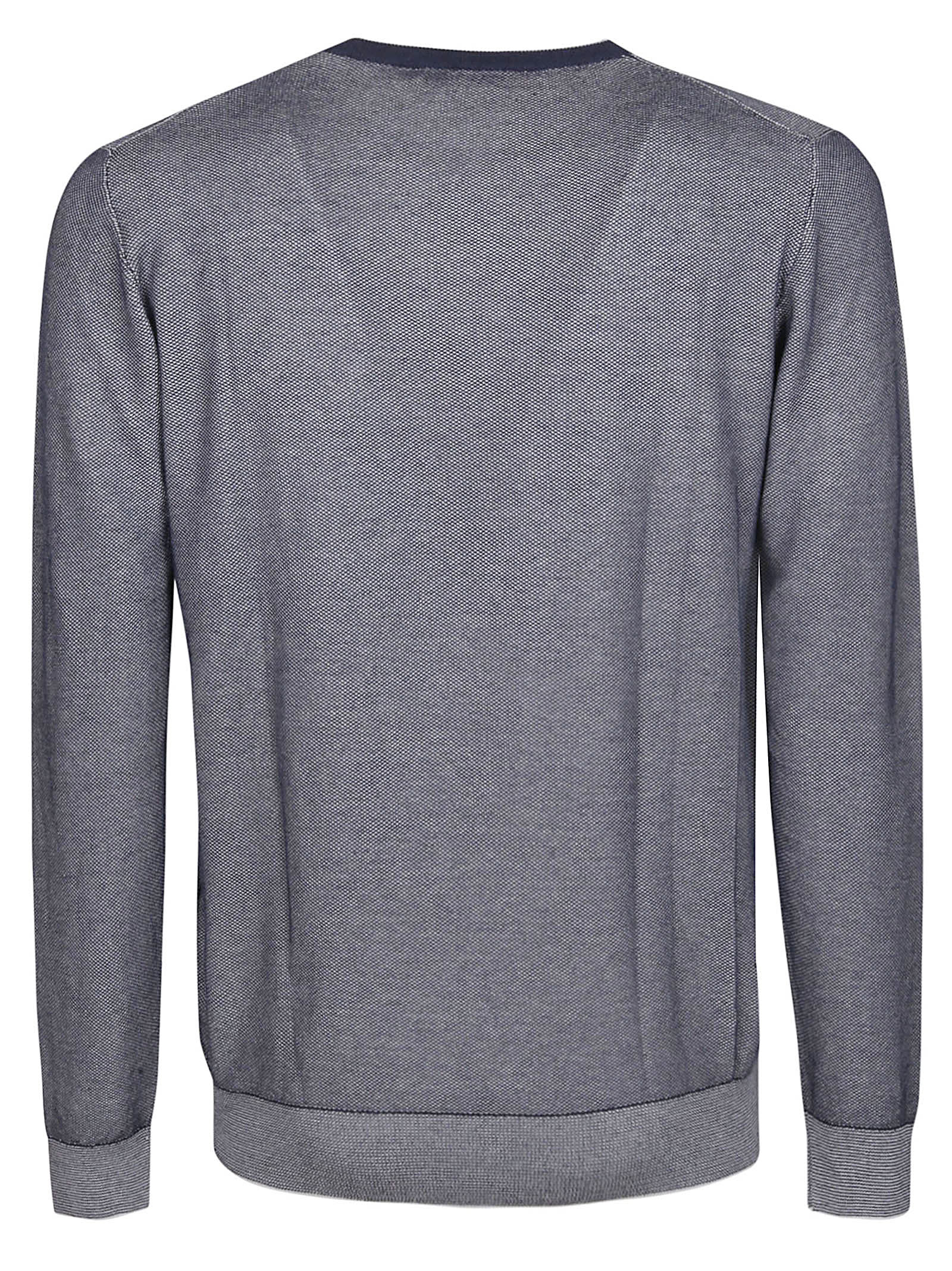 Shop Fay Round Neck Oxford Sweater In Bluette Chiaro/bianco