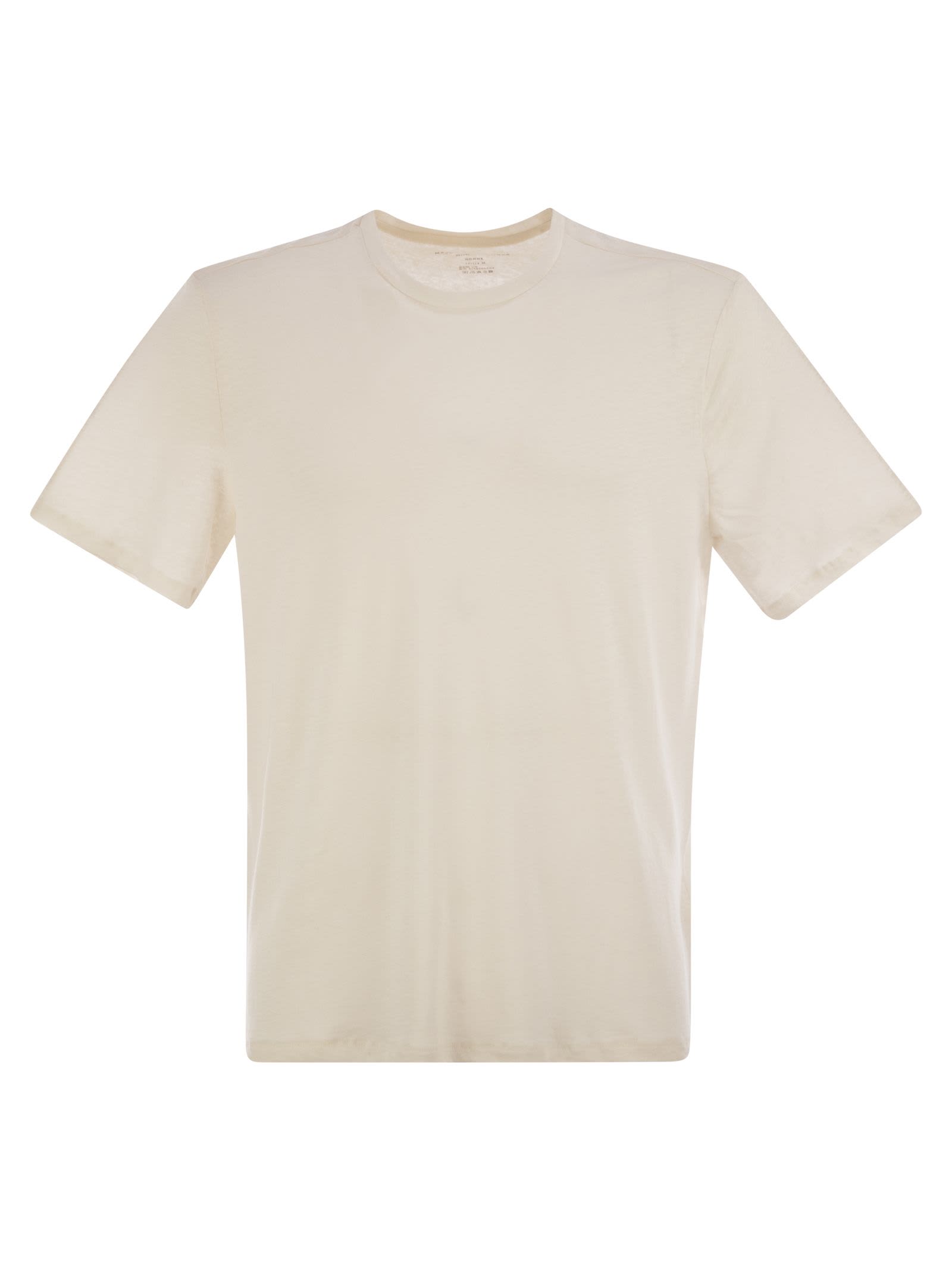 Crew-neck And Short-sleeved T-shirt In Linen