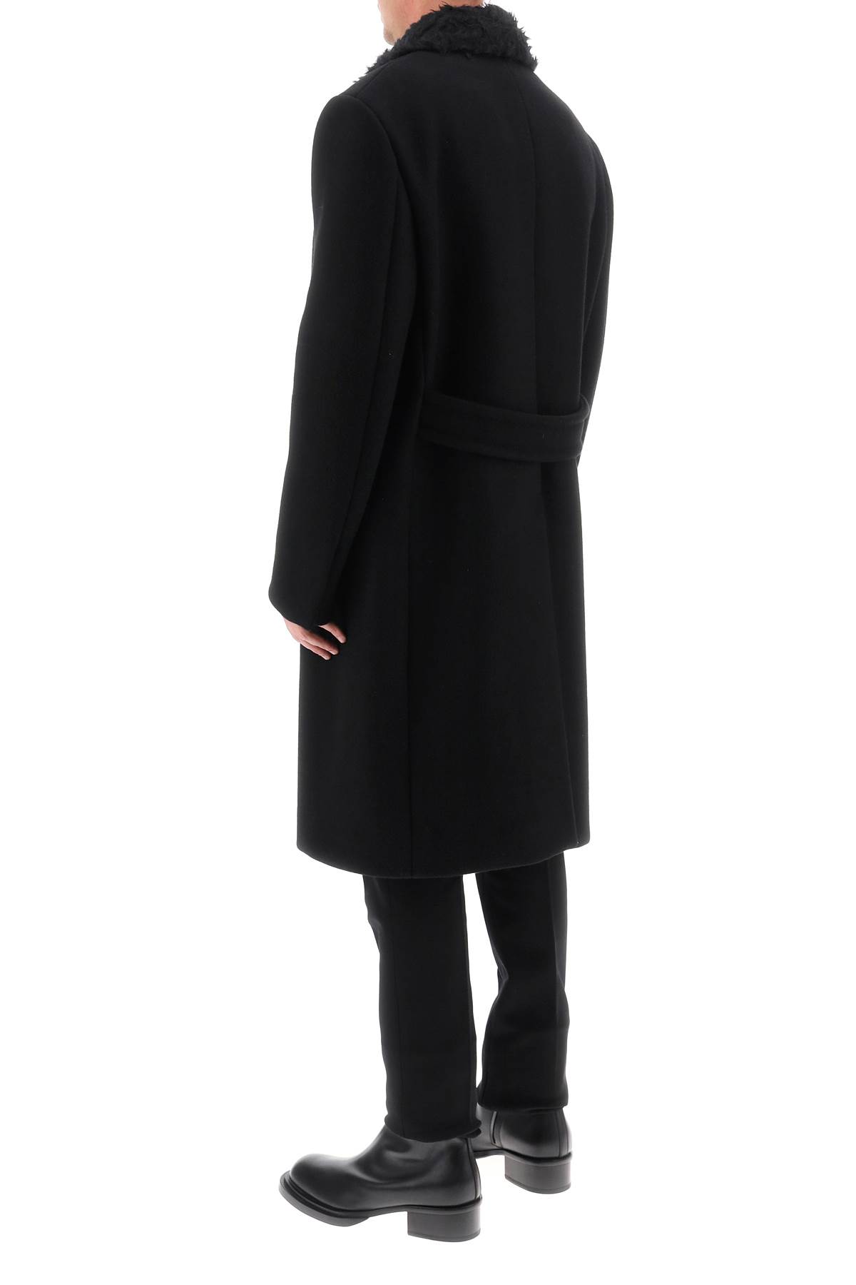 Lanvin Double-breasted Belted Wool Blend Coat In Black