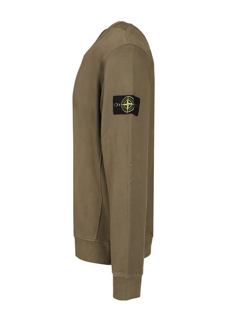 Stone Island Crew Neck Sweater Ribbed Cuffs In Green